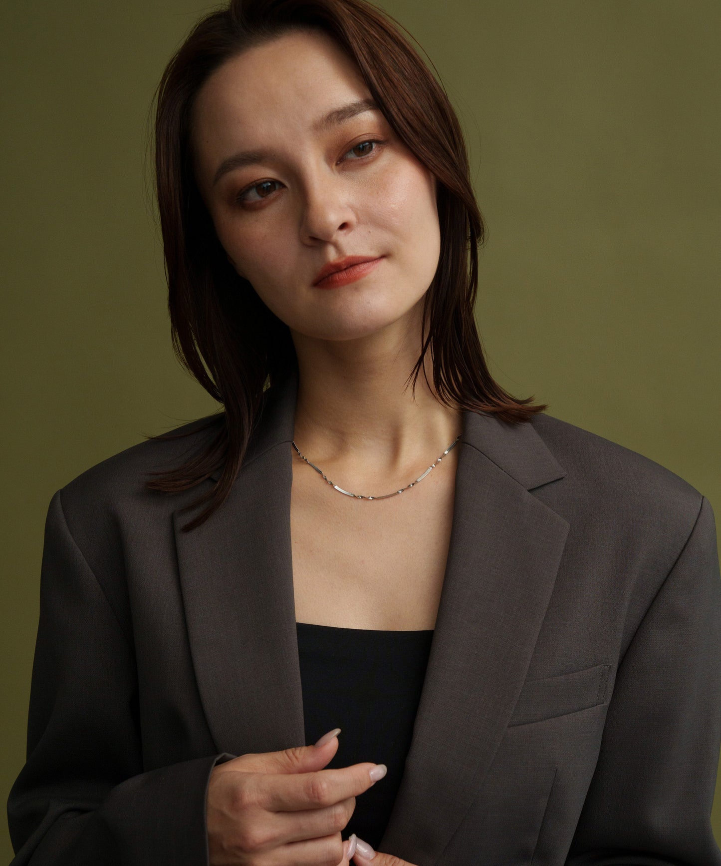 スペーシングツイストチェーンネックレス【Silver】