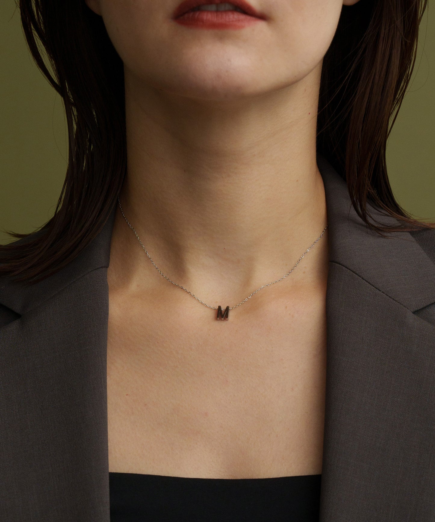 スモールイニシャルネックレス【Silver】