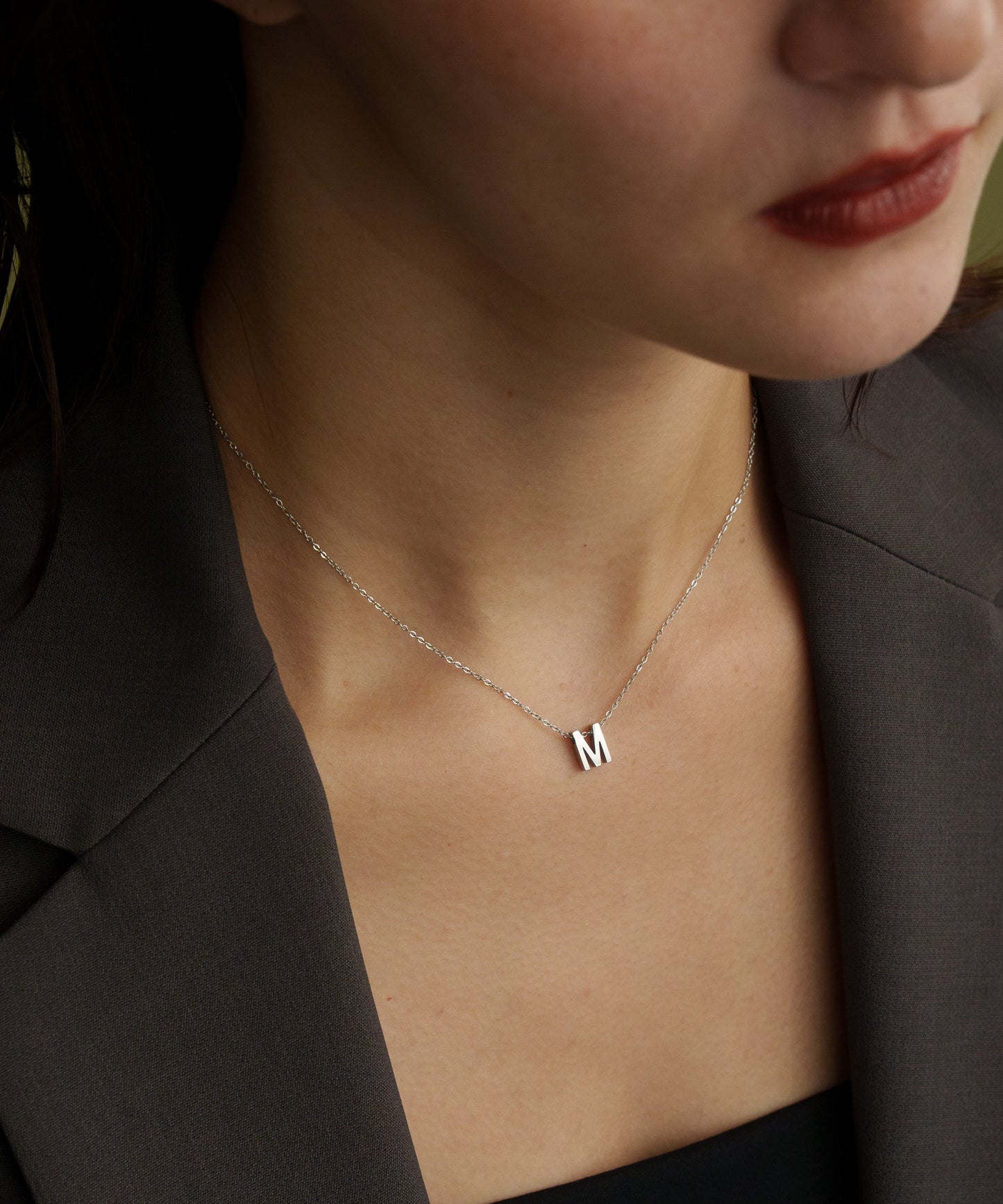 スモールイニシャルネックレス【Silver】
