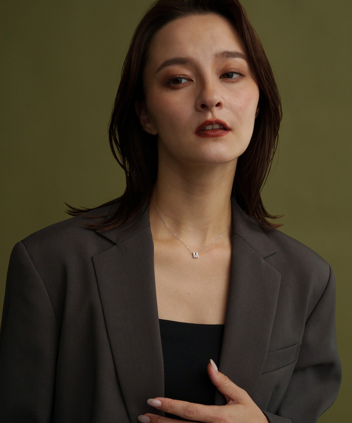 スモールイニシャルネックレス【Silver】