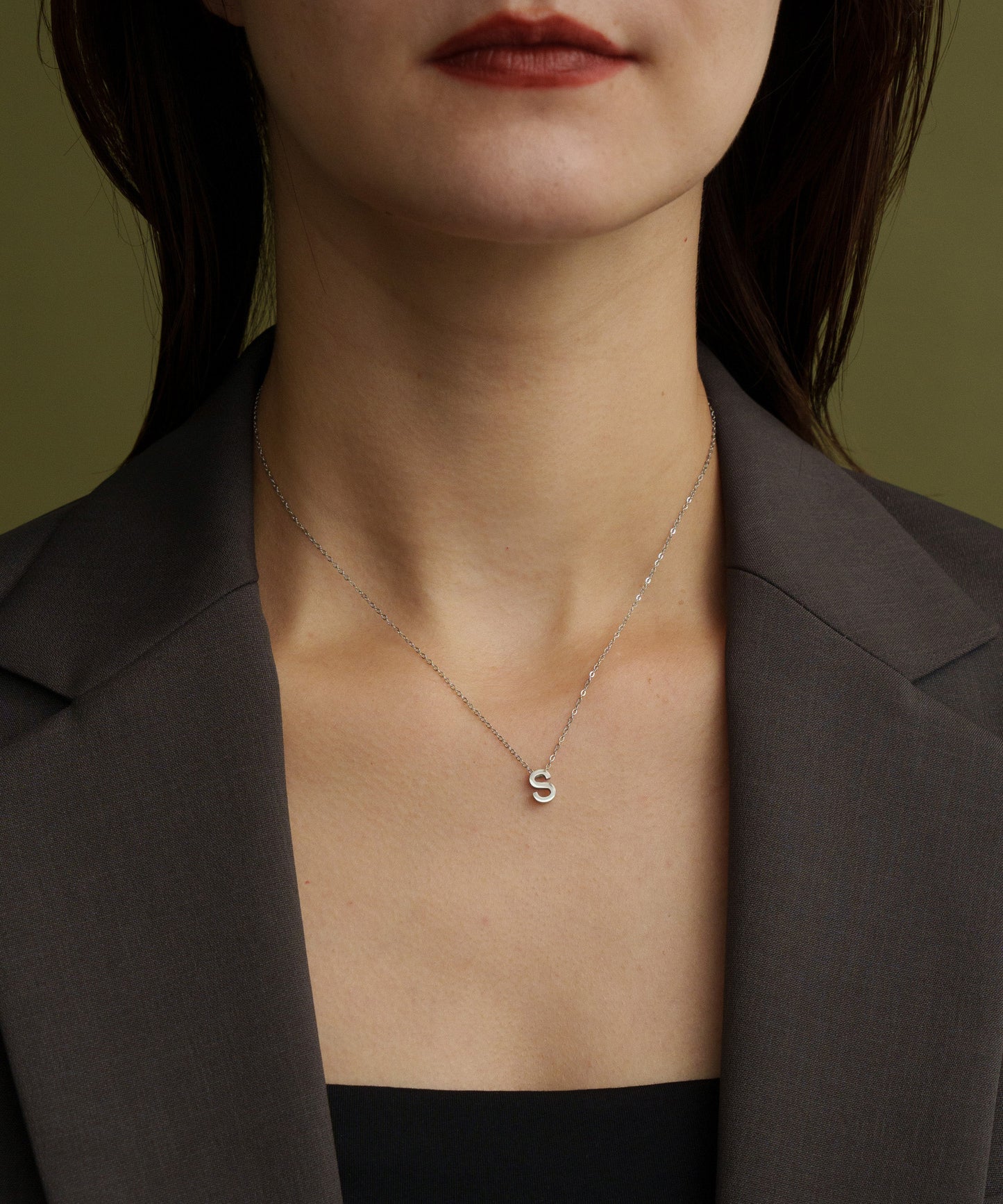 スモールイニシャルネックレス【Silver】