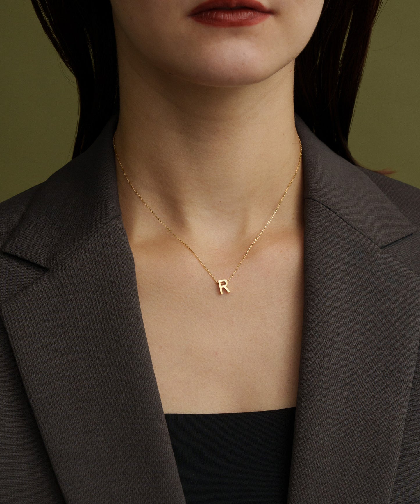 スモールイニシャルネックレス【Gold】