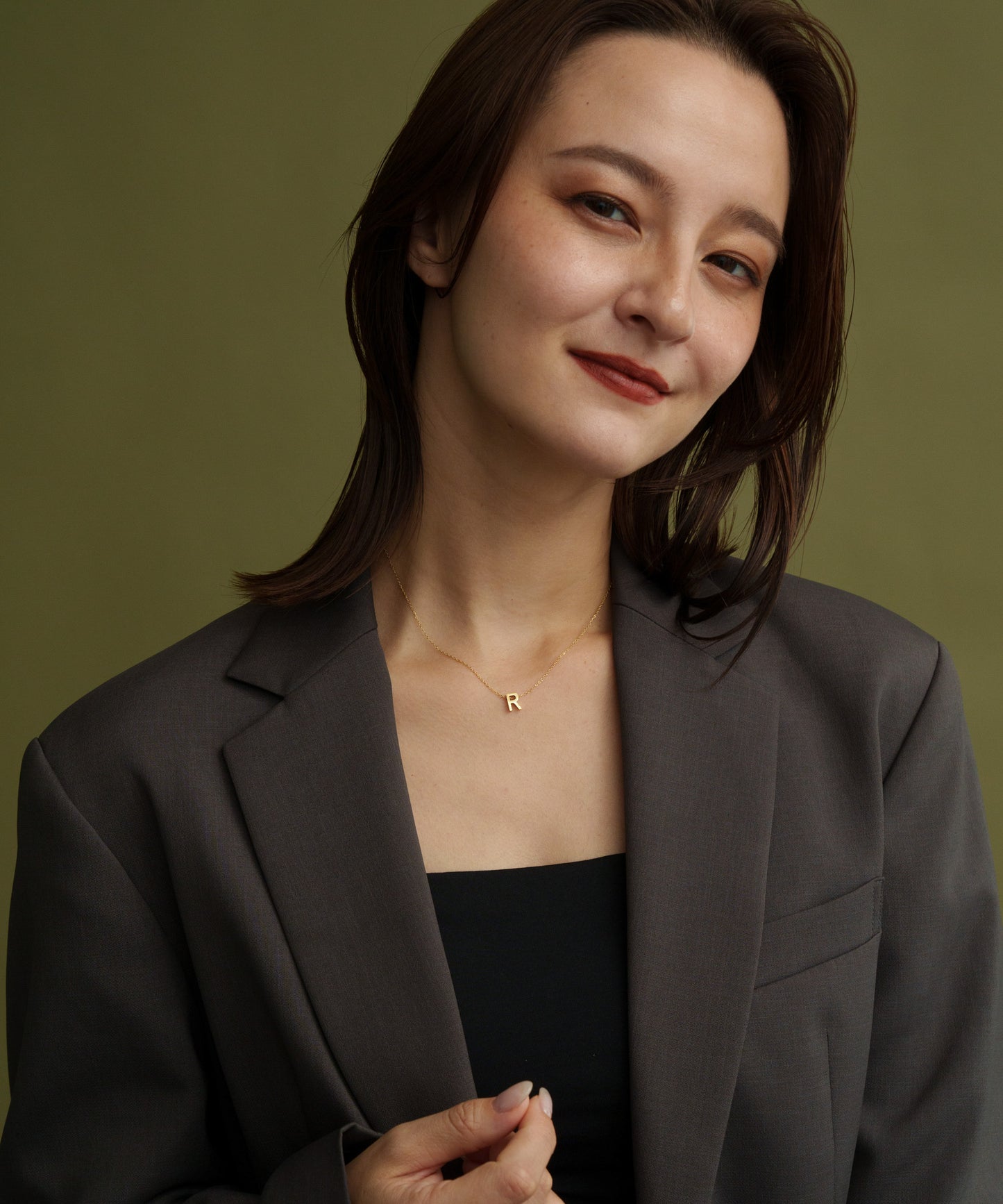 スモールイニシャルネックレス【Gold】