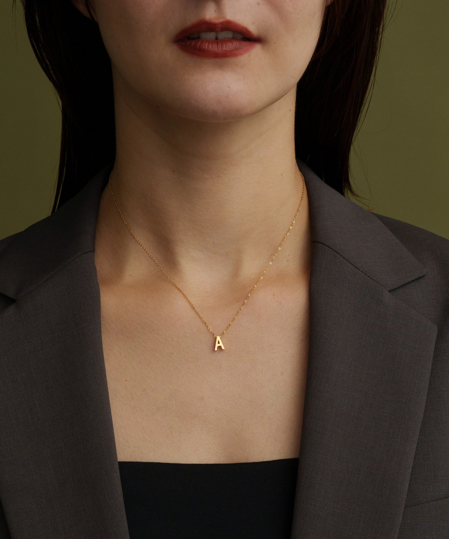 スモールイニシャルネックレス【Gold】