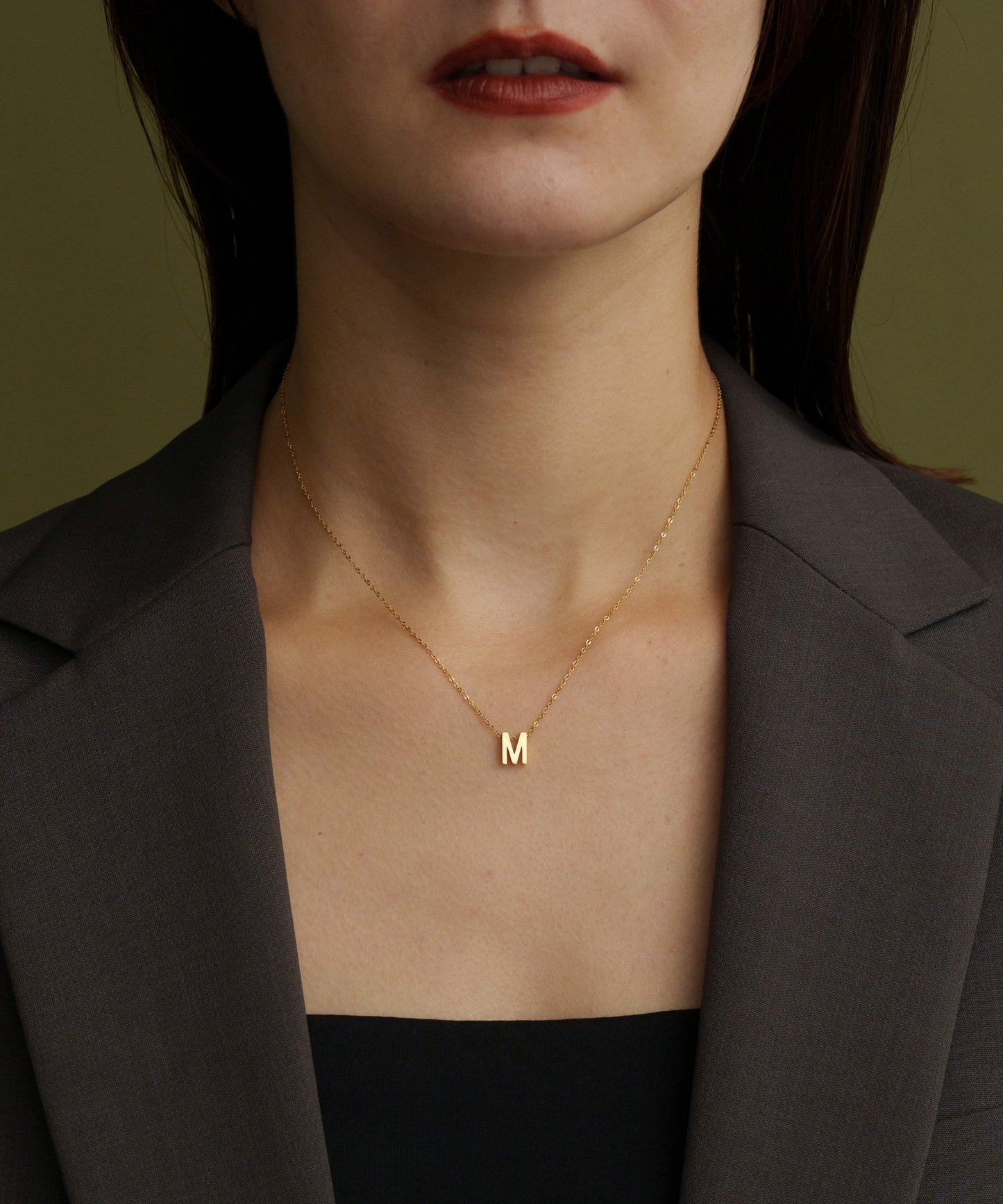 スモールイニシャルネックレス【Gold】