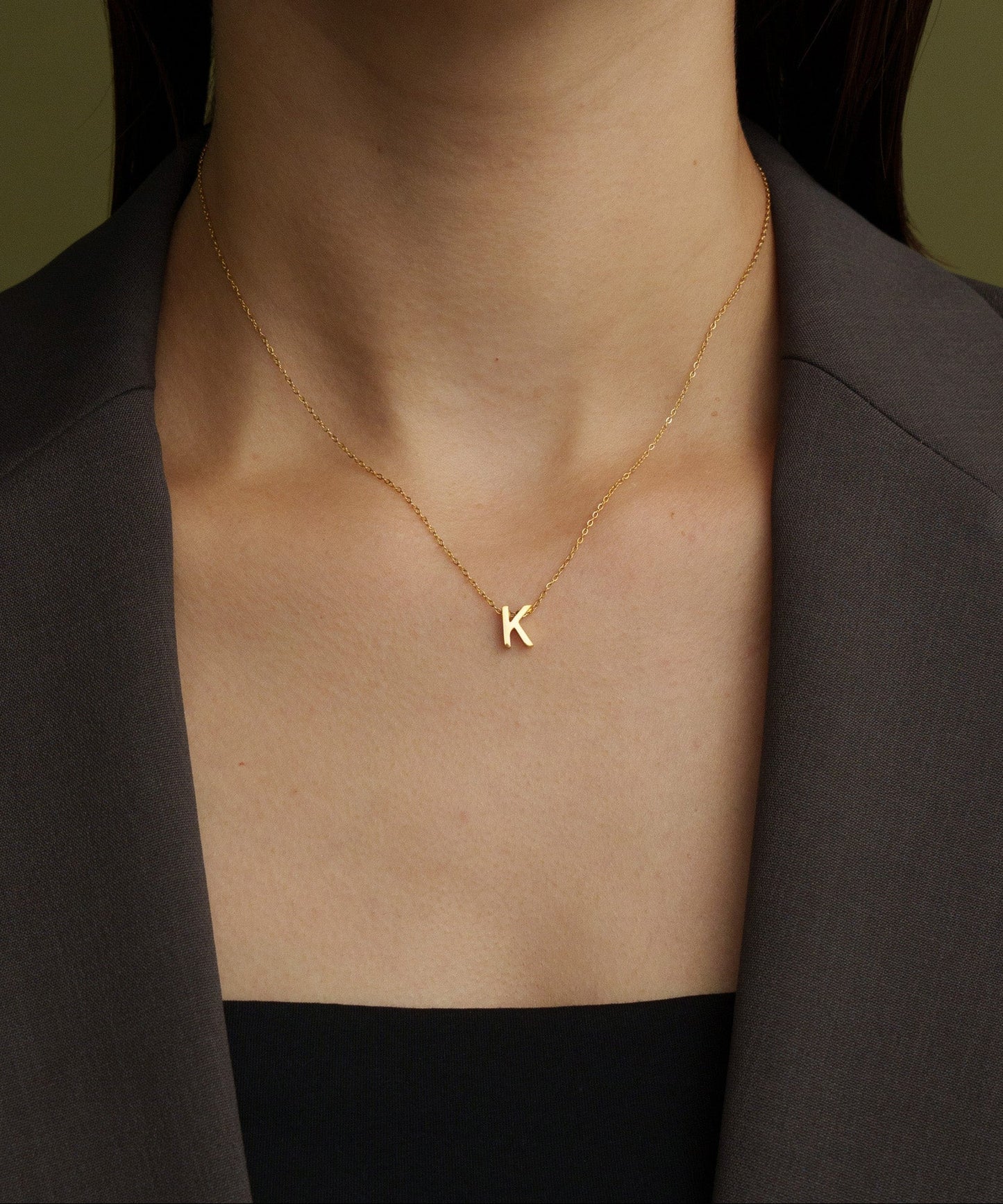スモールイニシャルネックレス【Gold】
