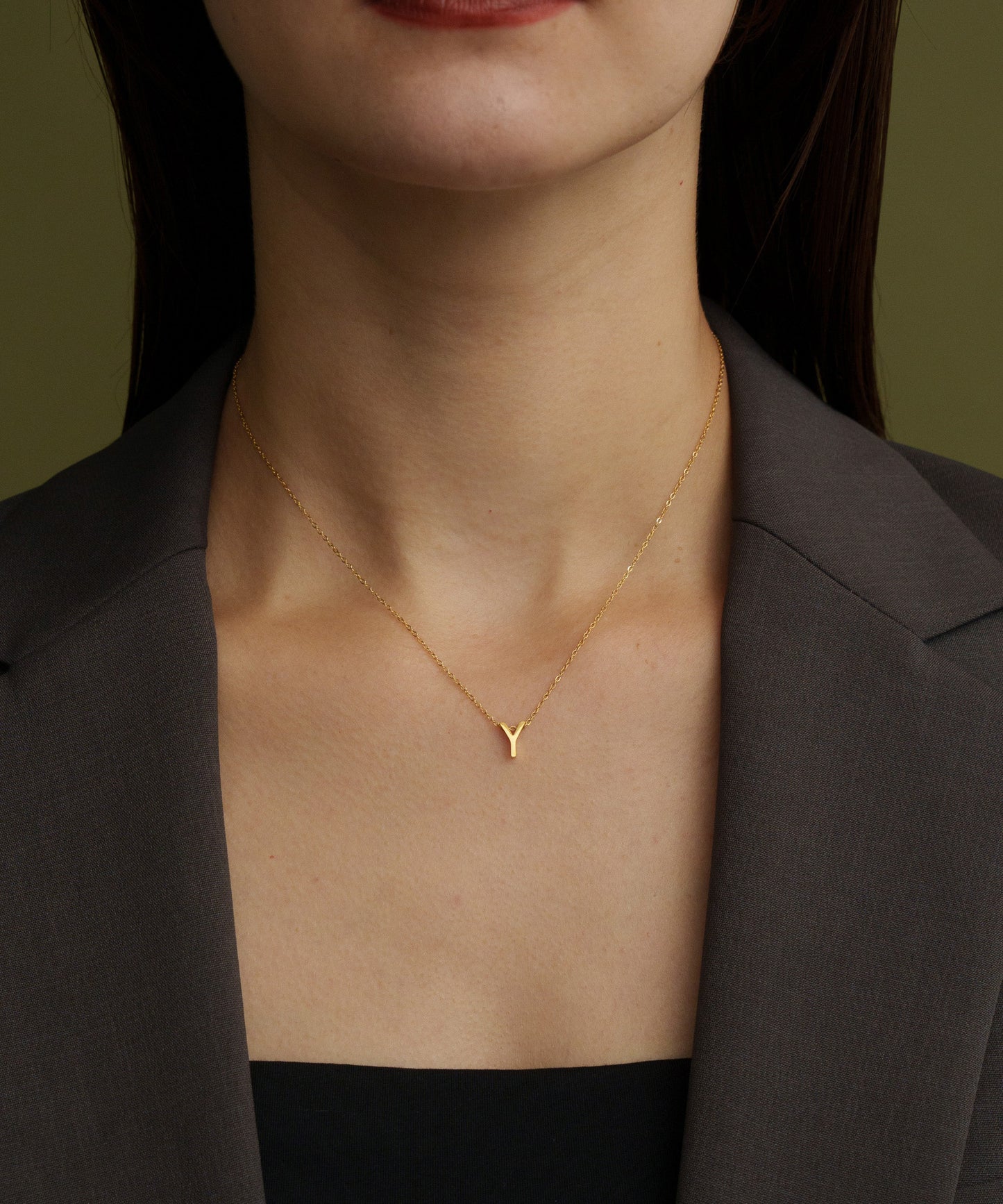 スモールイニシャルネックレス【Gold】