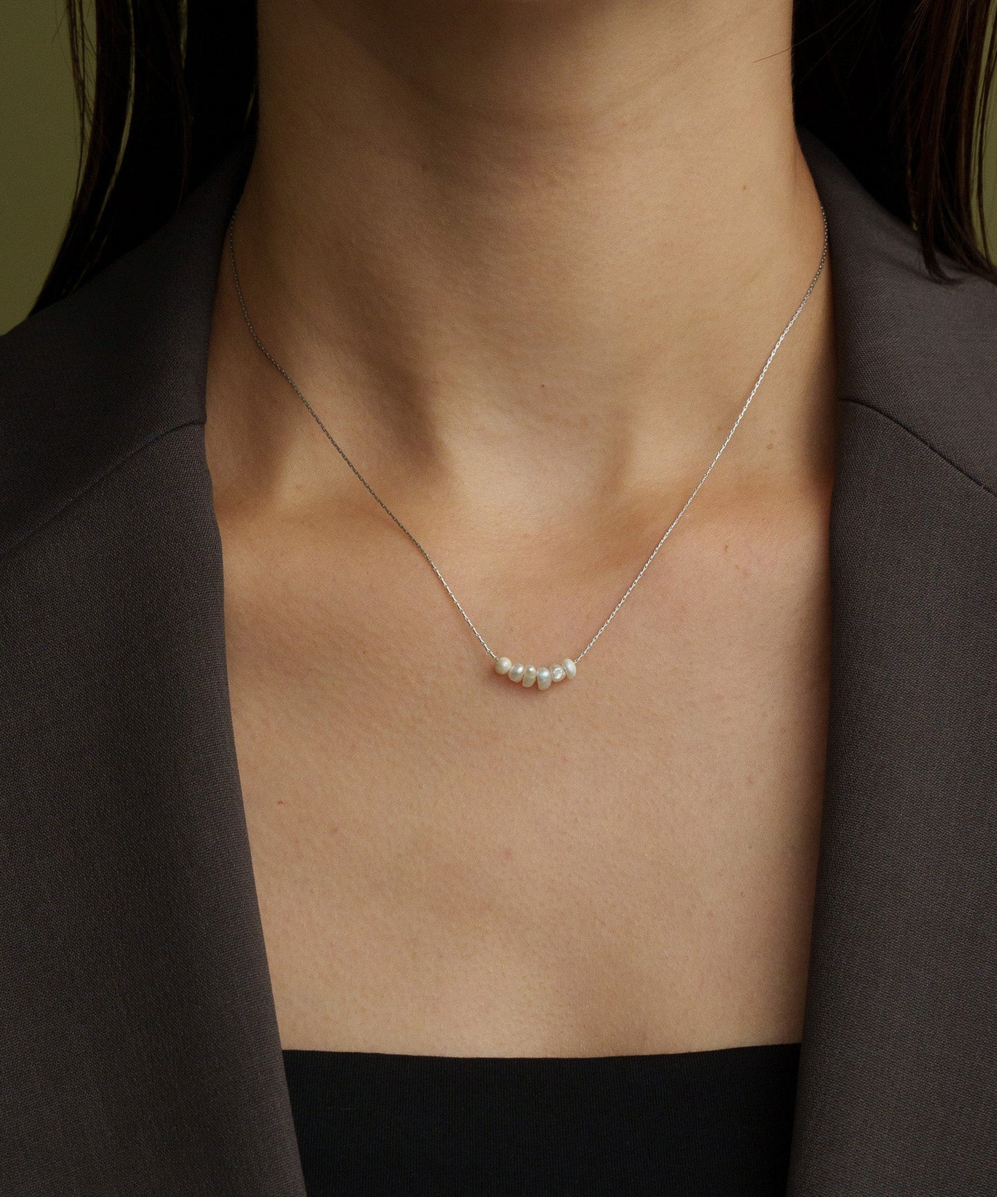 スモールバロックパールライクネックレス【Silver】