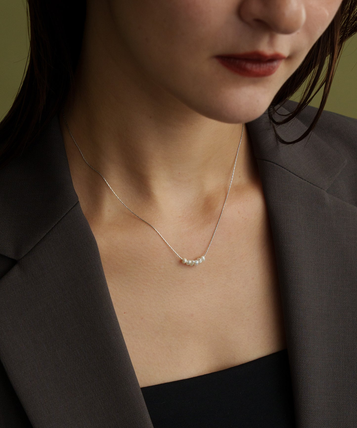 スモールバロックパールライクネックレス【Silver】