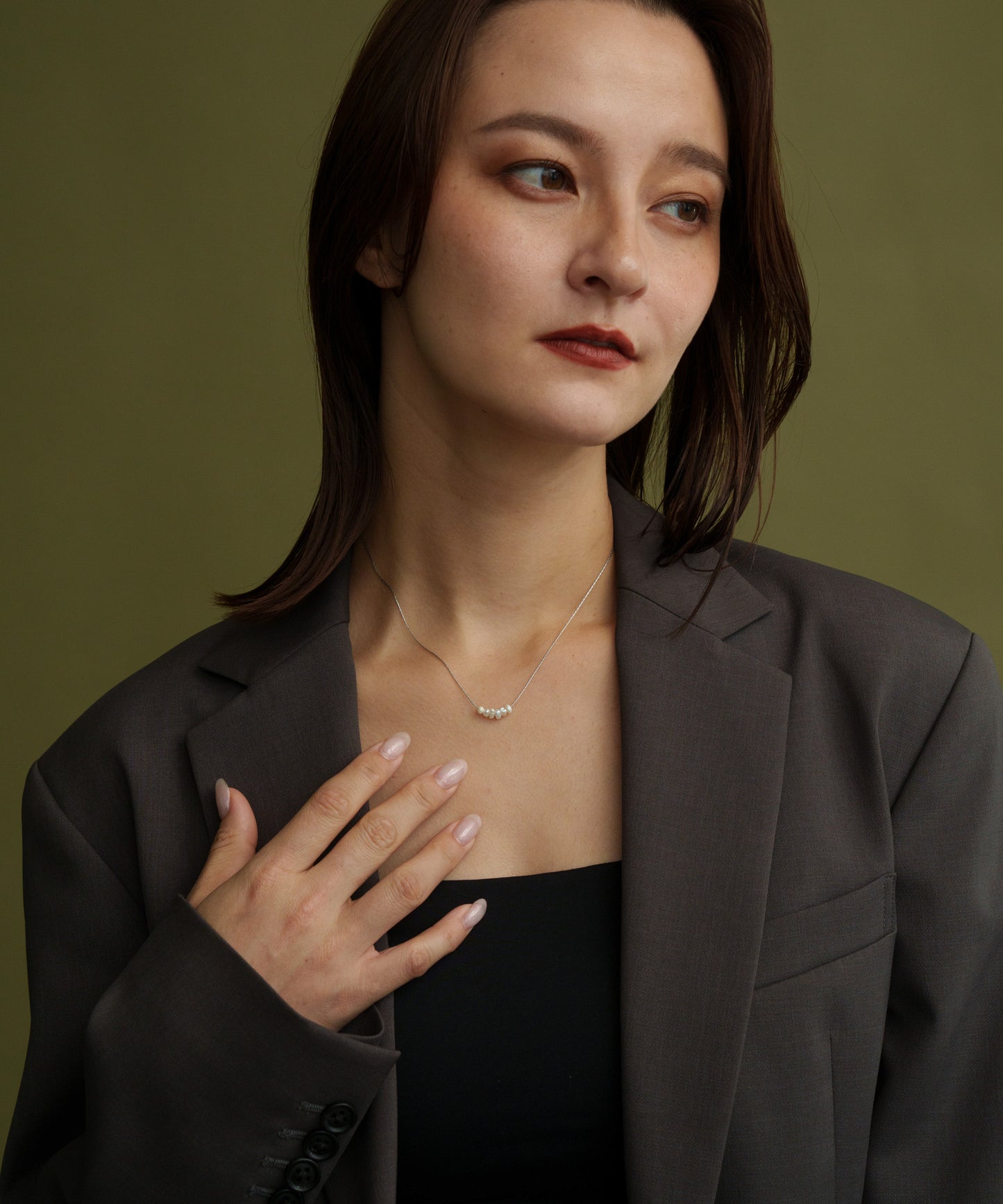 スモールバロックパールライクネックレス【Silver】