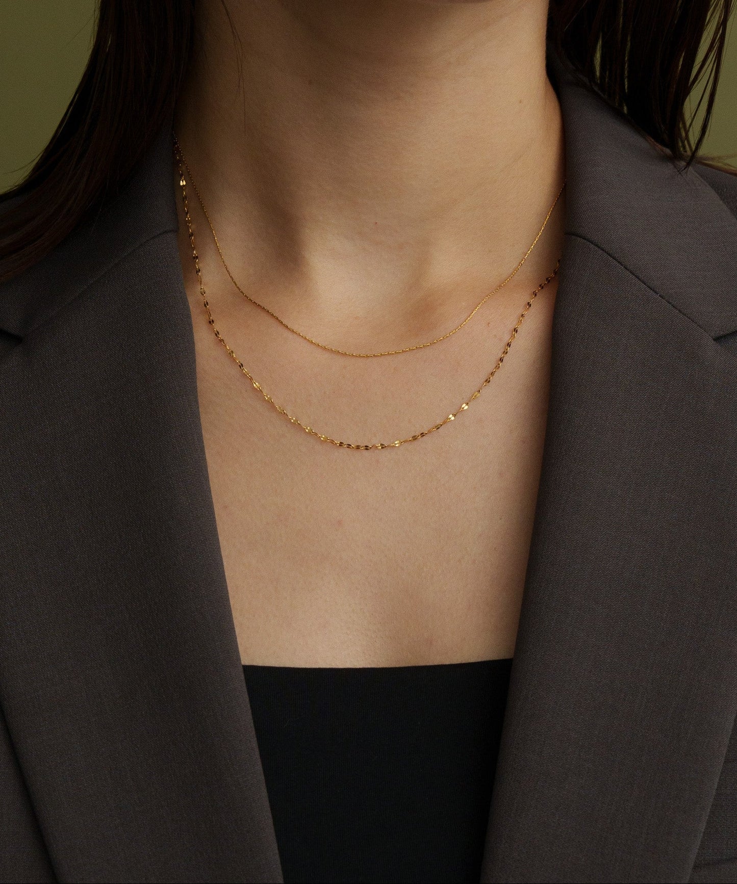 デザインチェーン2連ネックレス【Gold】