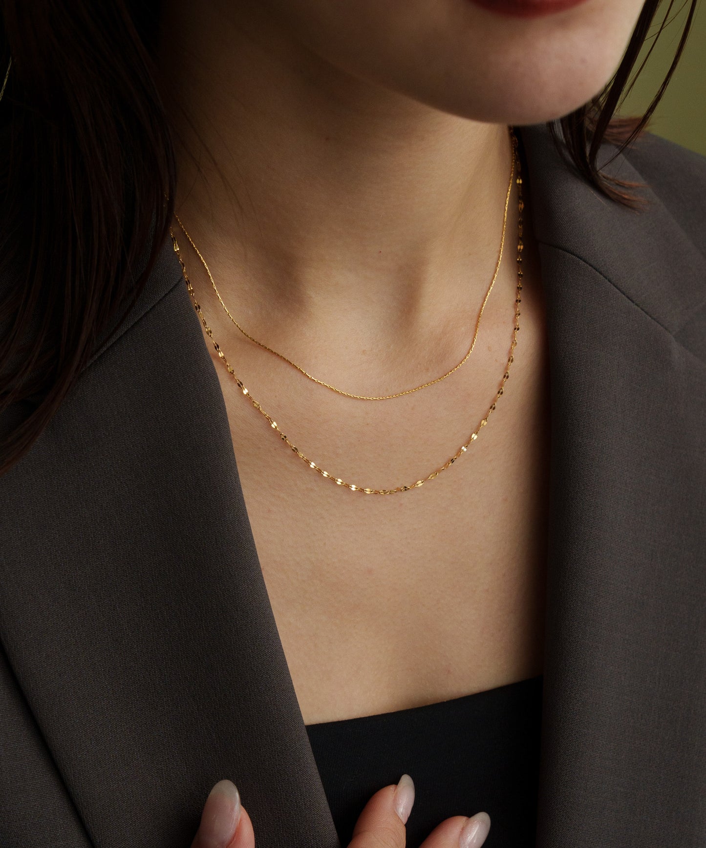 デザインチェーン2連ネックレス【Gold】