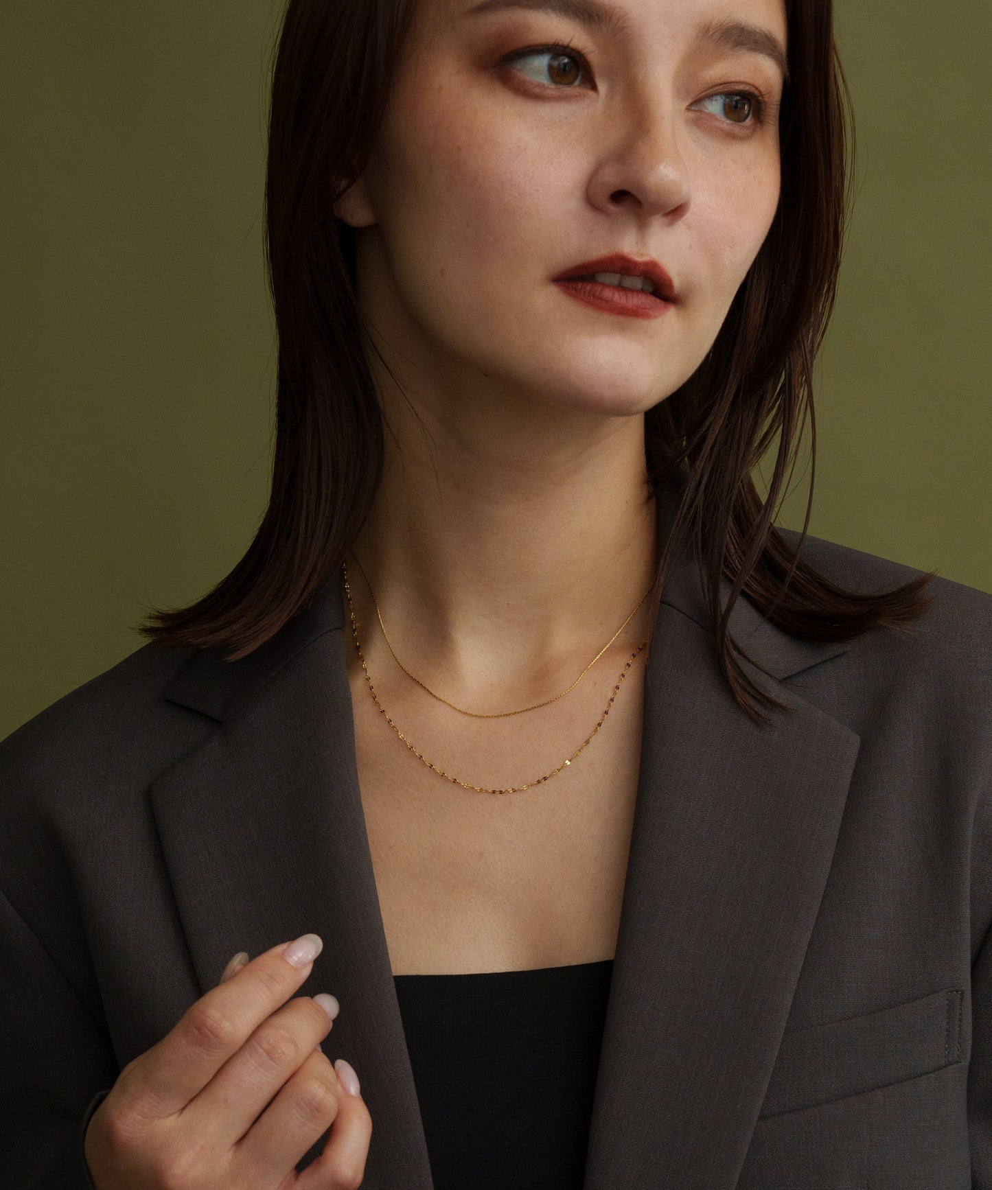 デザインチェーン2連ネックレス【Gold】