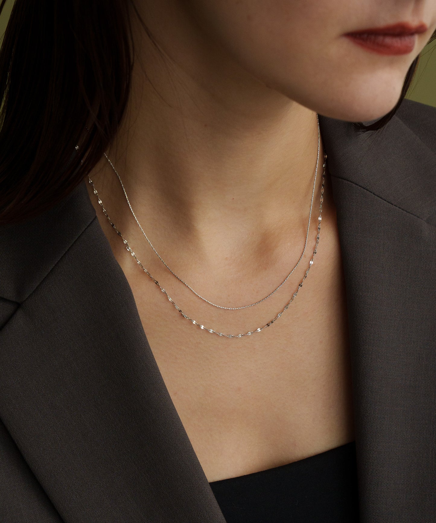 デザインチェーン2連ネックレス【Silver】