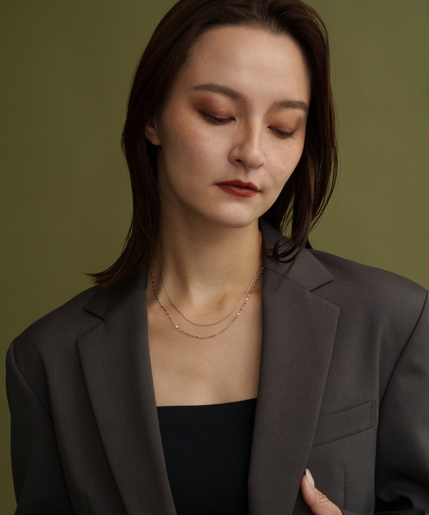 デザインチェーン2連ネックレス【Silver】