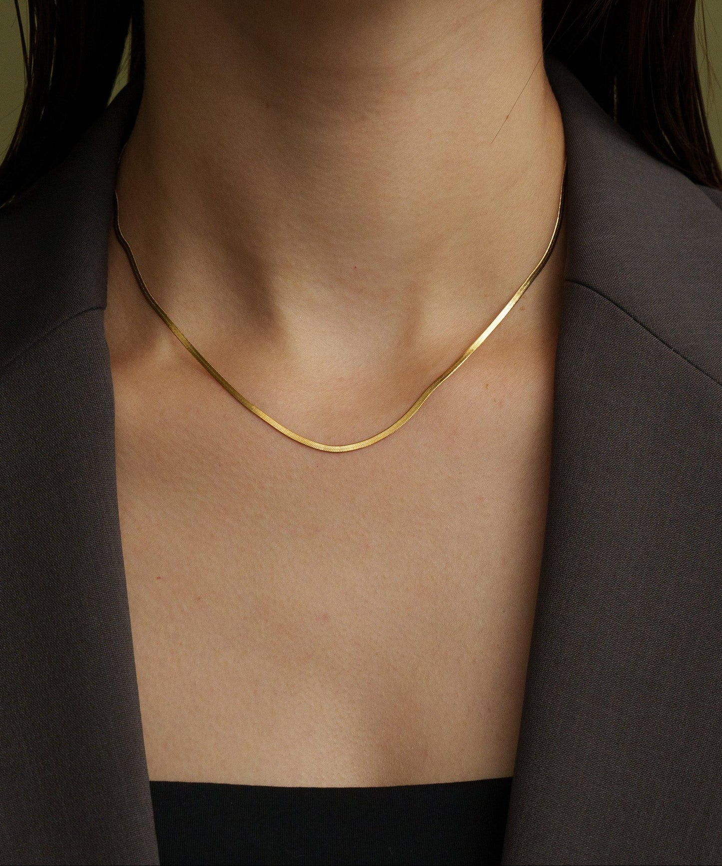 ベーシックスネークチェーンネックレス【Gold】