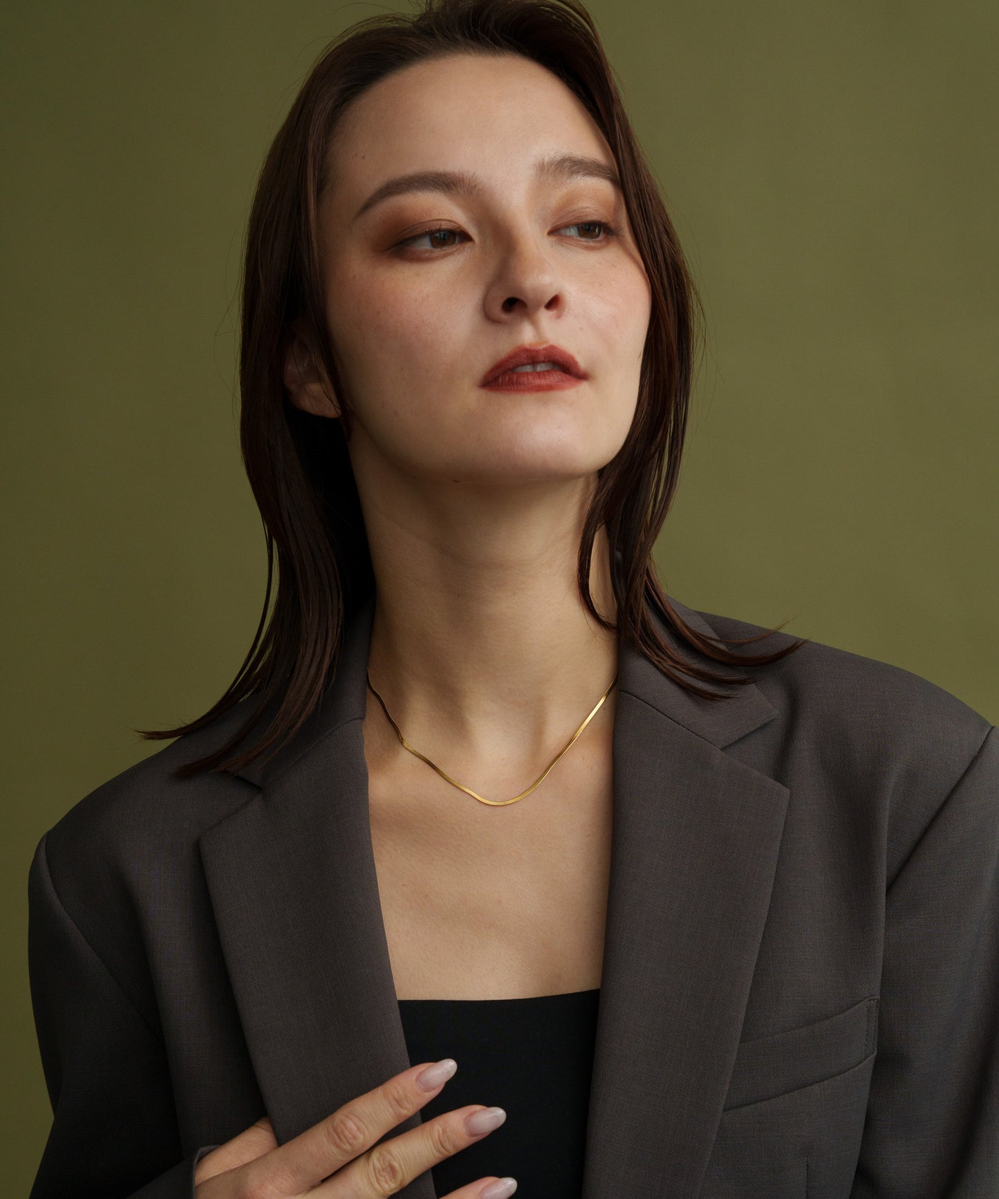 ベーシックスネークチェーンネックレス【Gold】