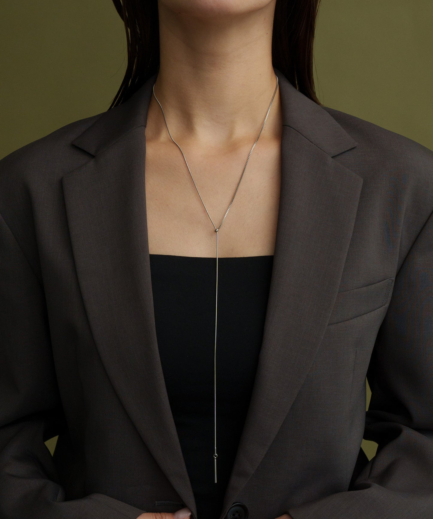 ベーシックスネークチェーンY字ネックレス【Silver】