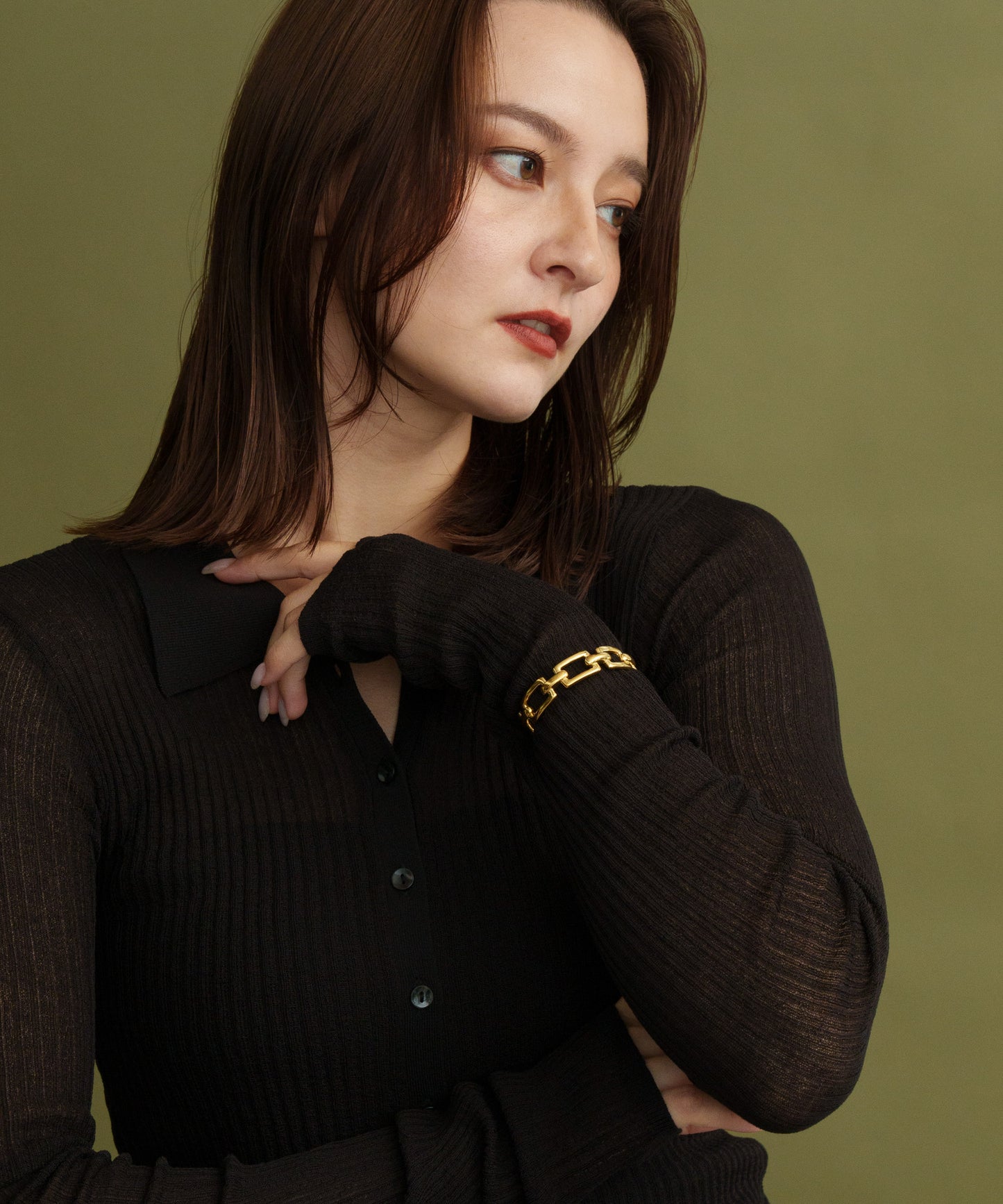 スクエアチェーンバングル【Gold】