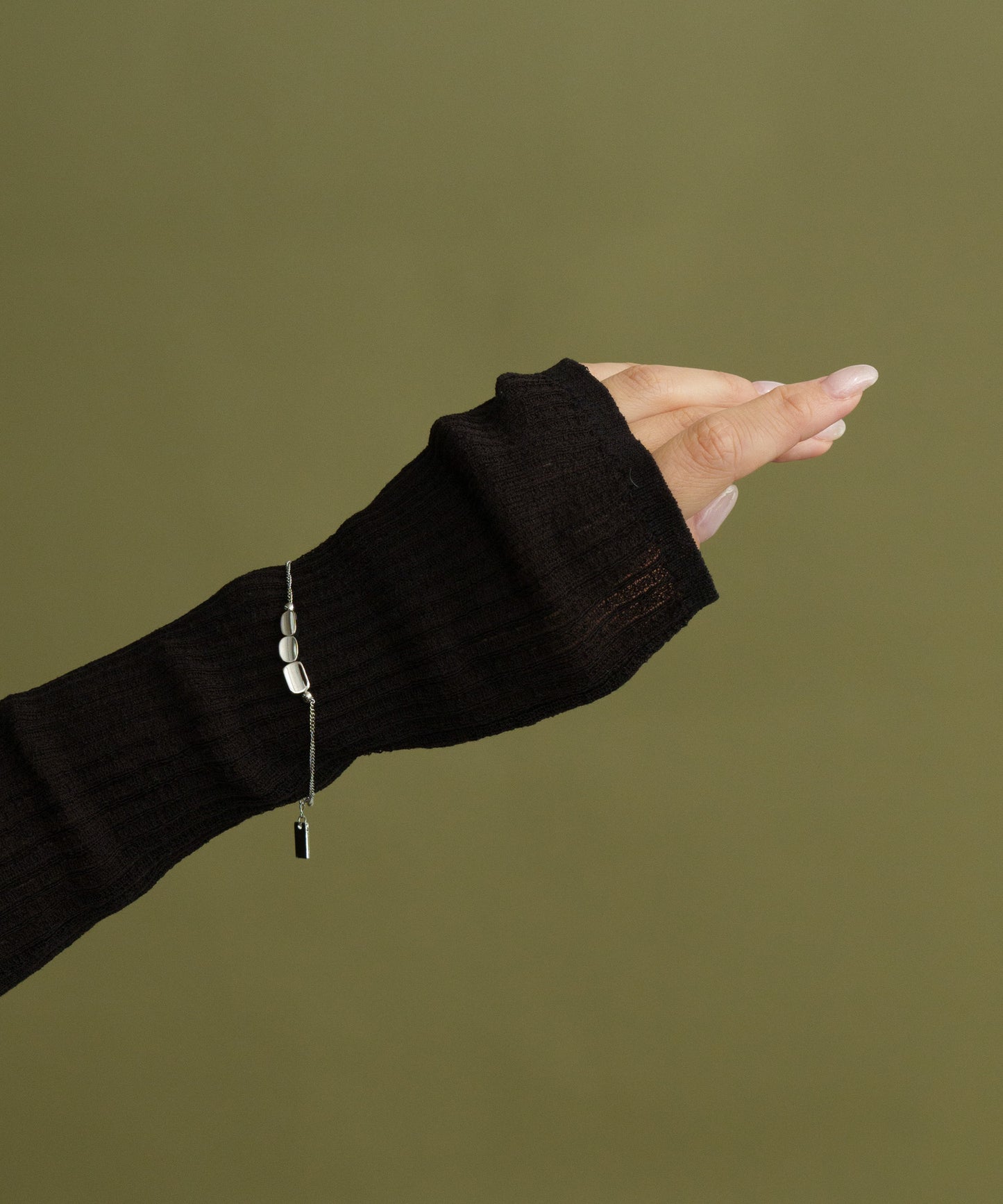 3ビーンズブレスレット【Silver】