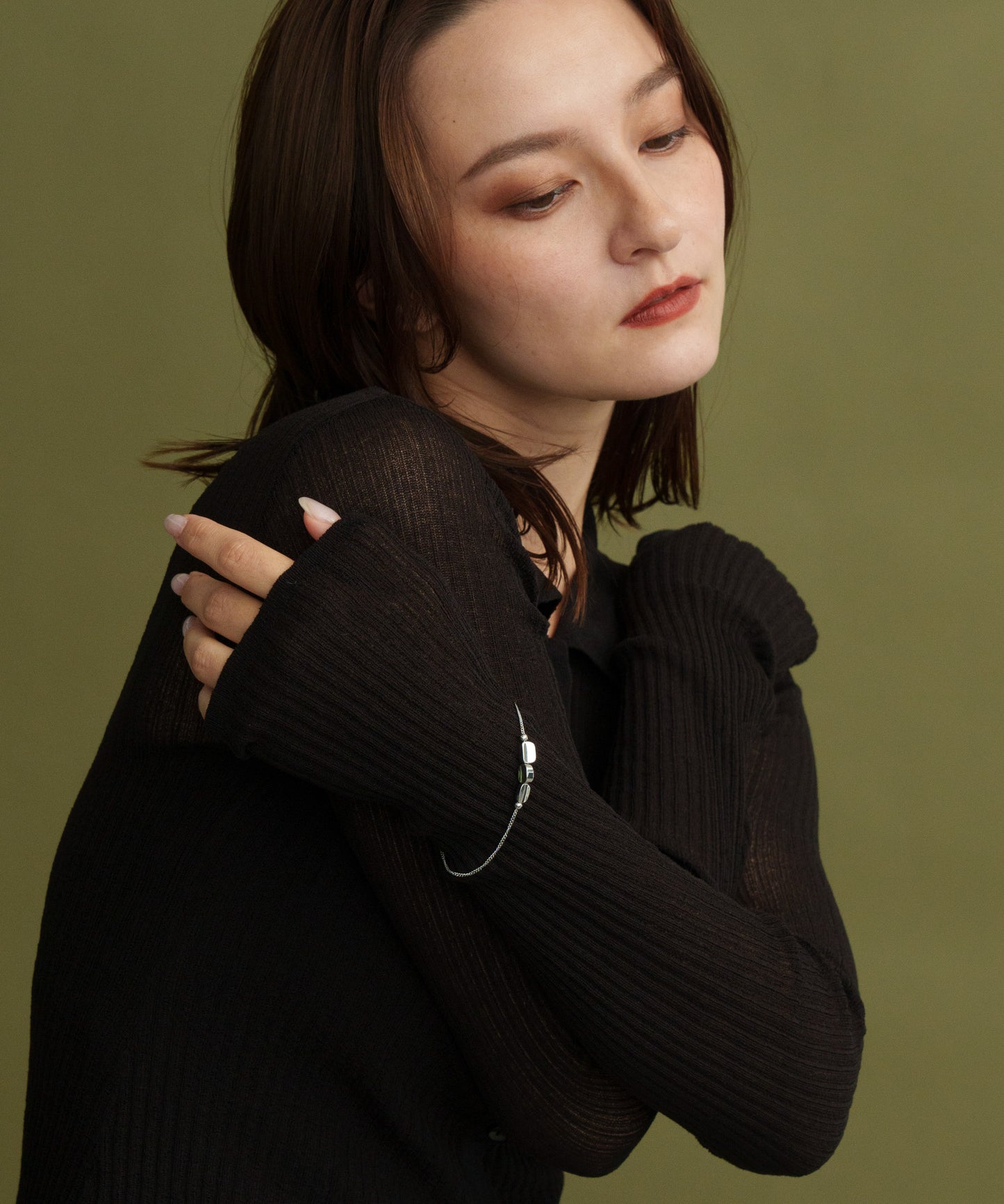 3ビーンズブレスレット【Silver】