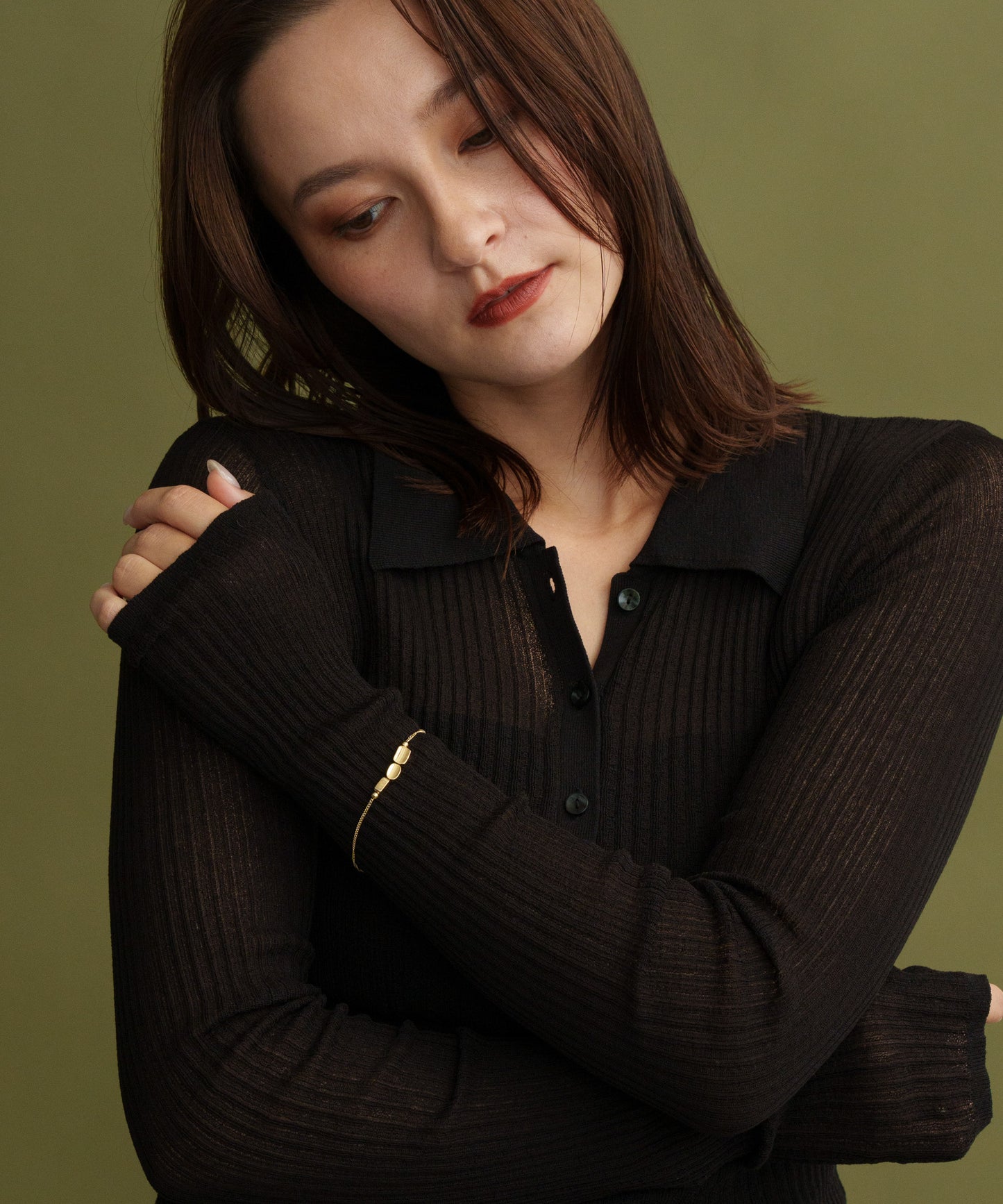 3ビーンズブレスレット【Gold】