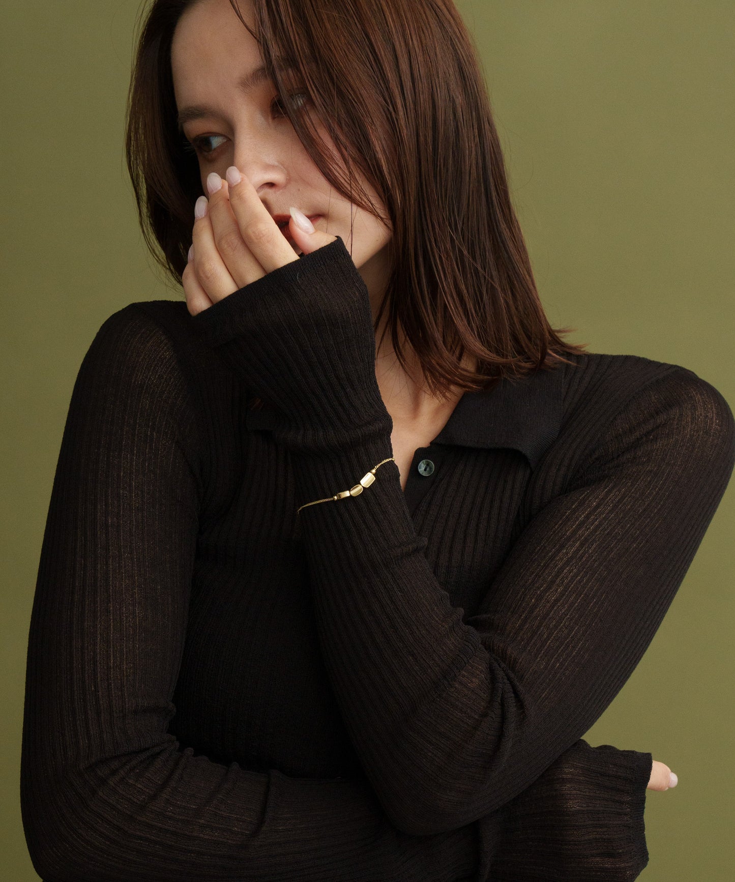 3ビーンズブレスレット【Gold】