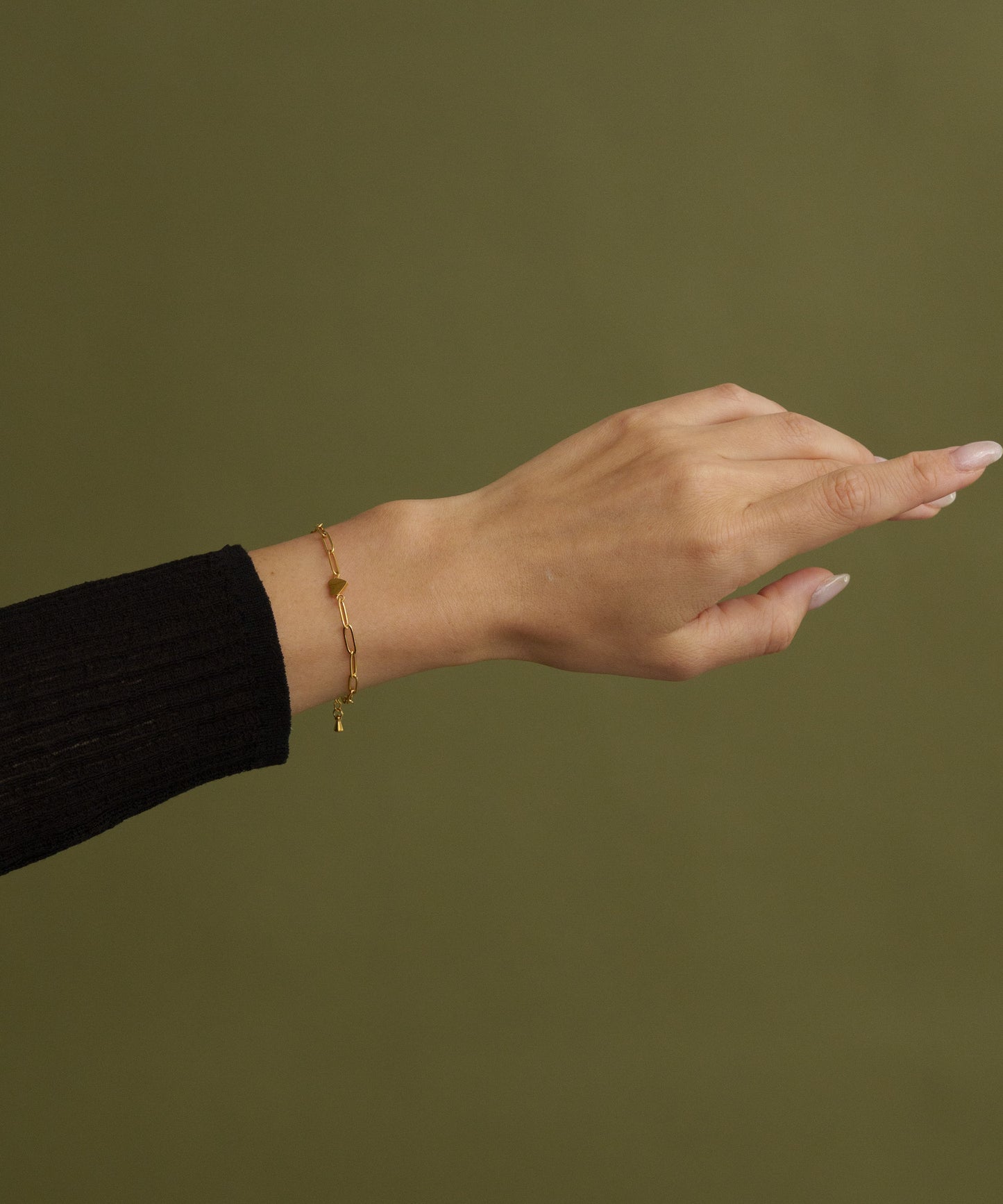 ワンハートオーバルチェーンブレスレット【Gold】