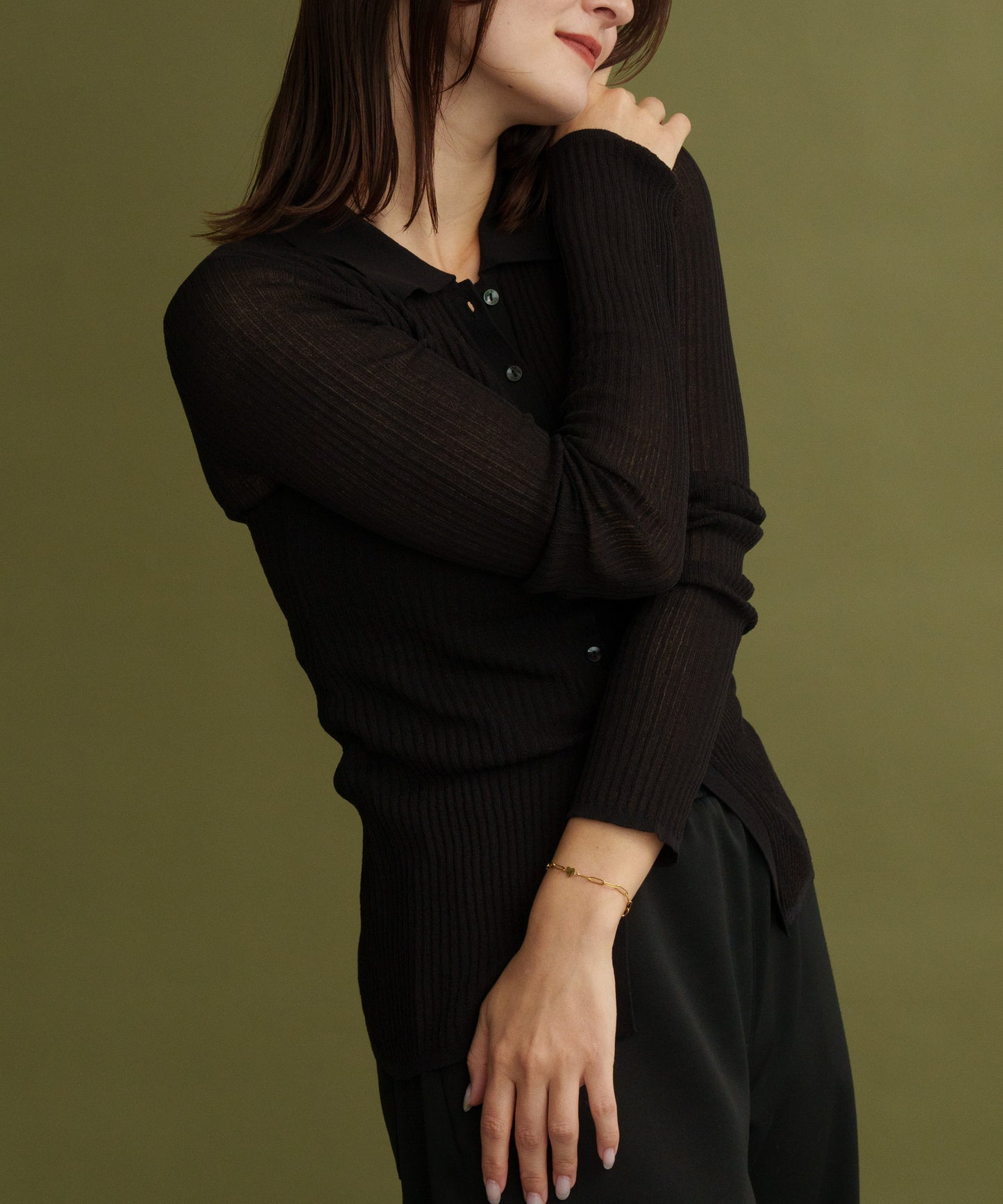 ワンハートオーバルチェーンブレスレット【Gold】