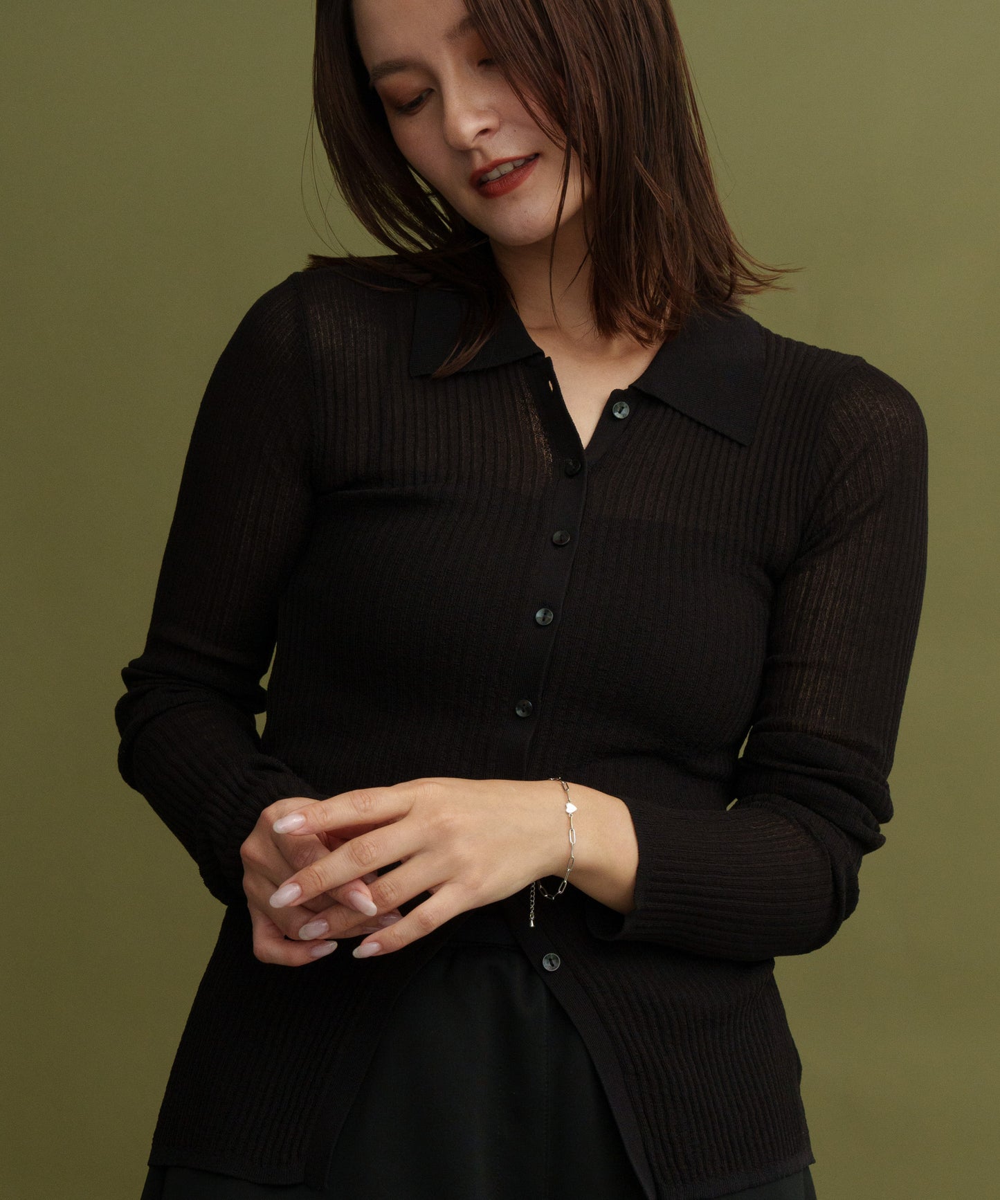 ワンハートオーバルチェーンブレスレット【Silver】