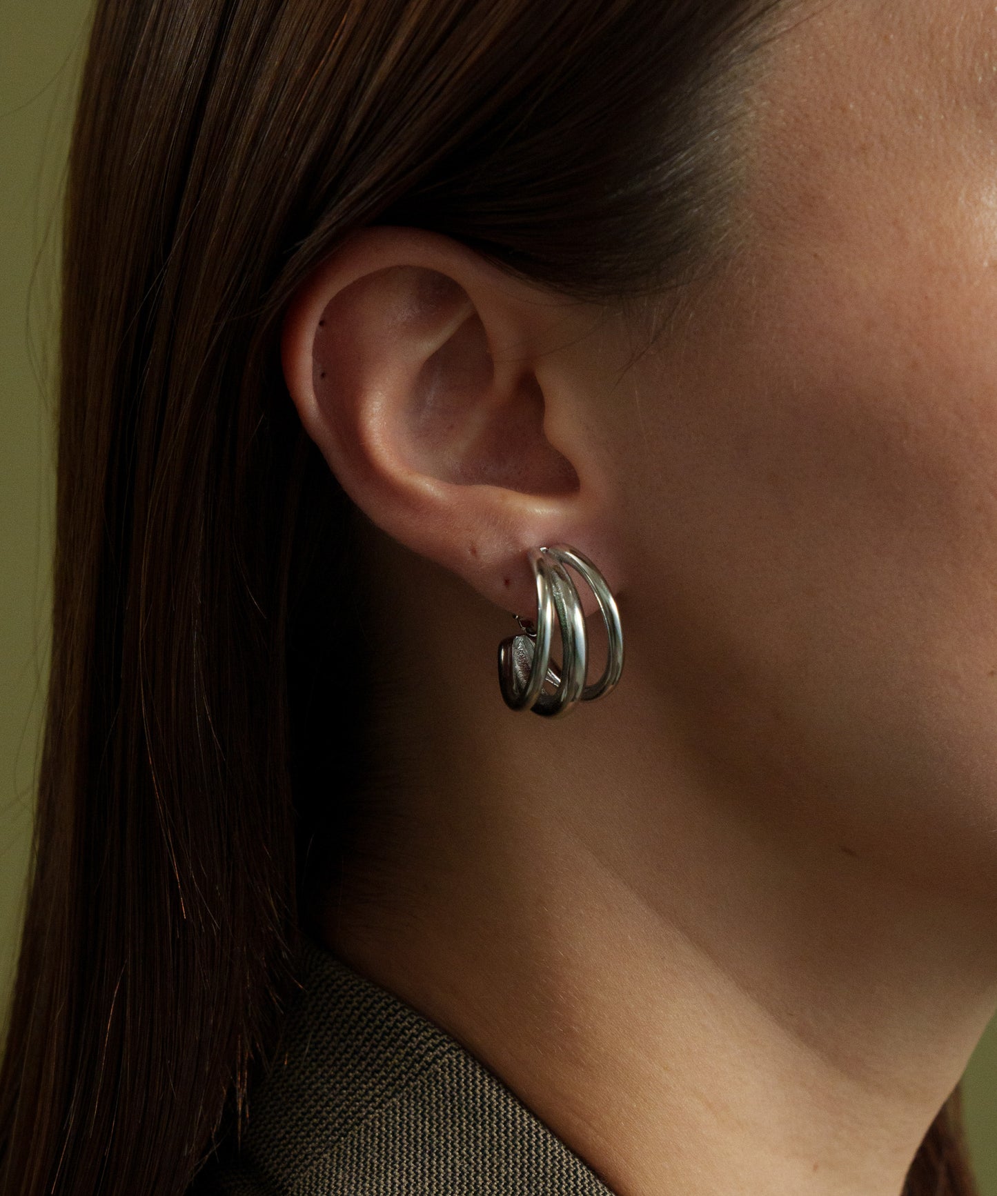 3連ドッキングCカーブイヤリング【Silver】