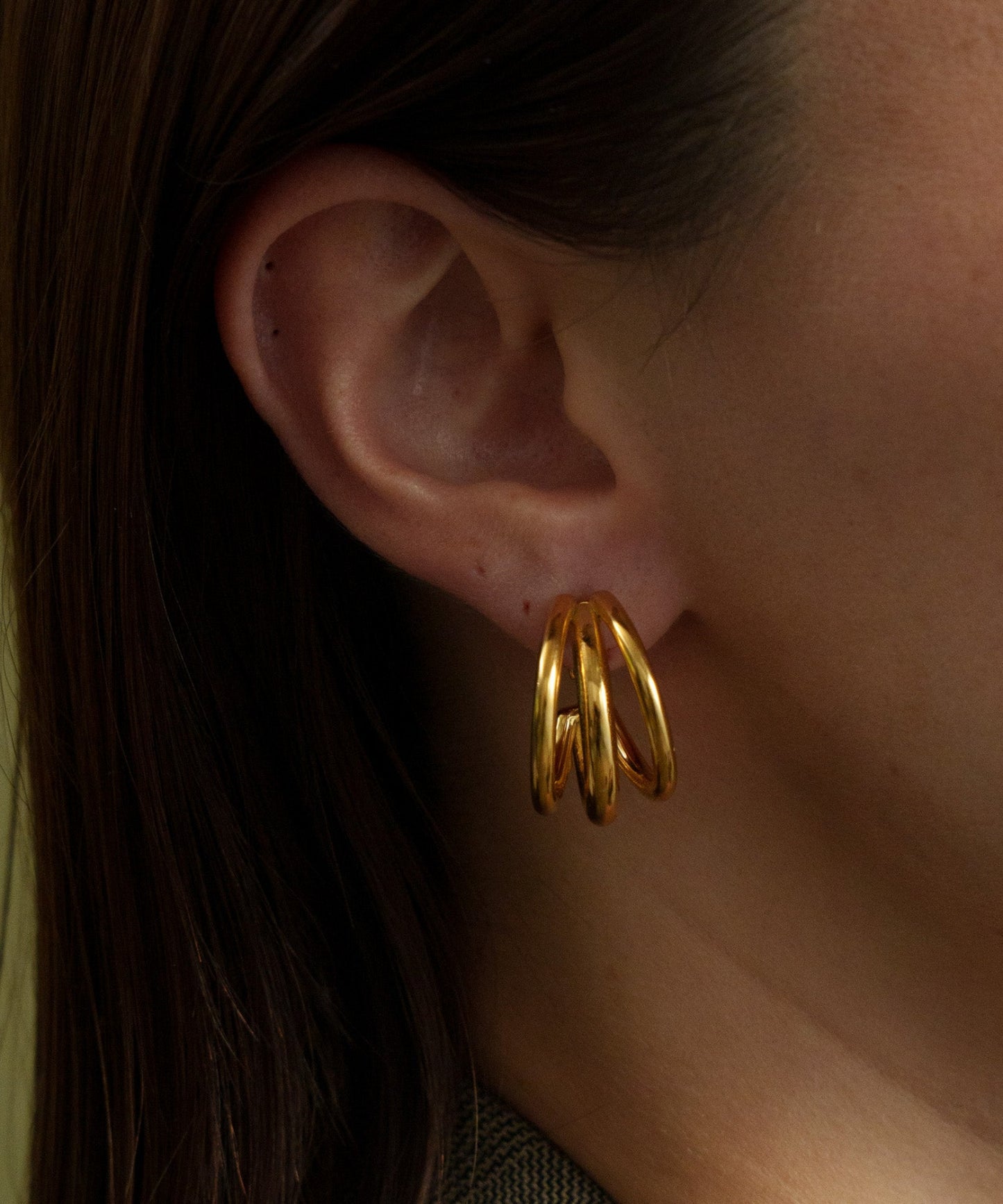 3連ドッキングCカーブイヤリング【Gold】