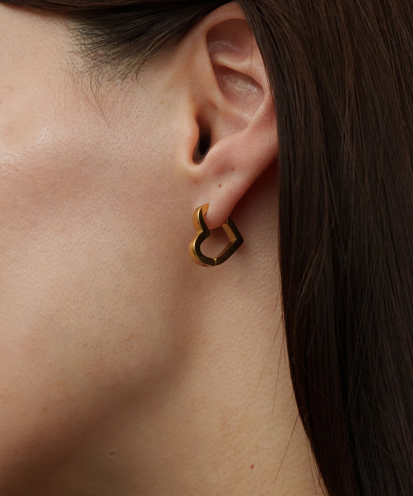 フラットハートピアス【Gold】