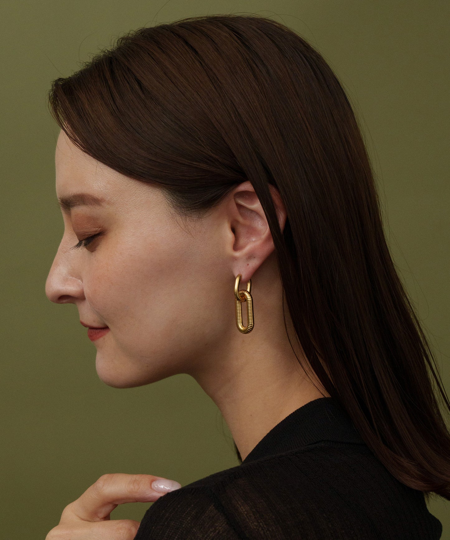 オーバルコイル風ピアス【Gold】