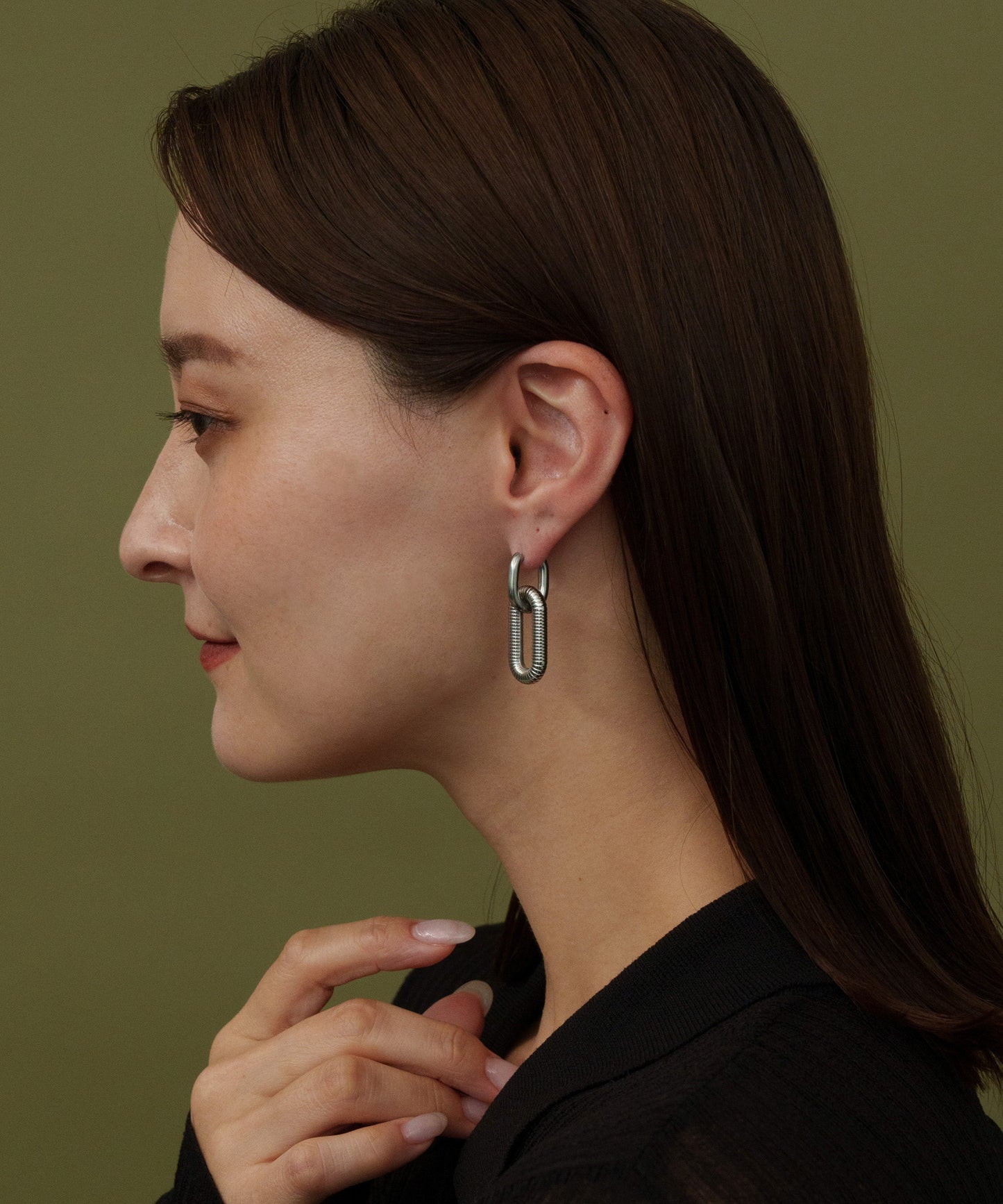 オーバルコイル風ピアス【Silver】