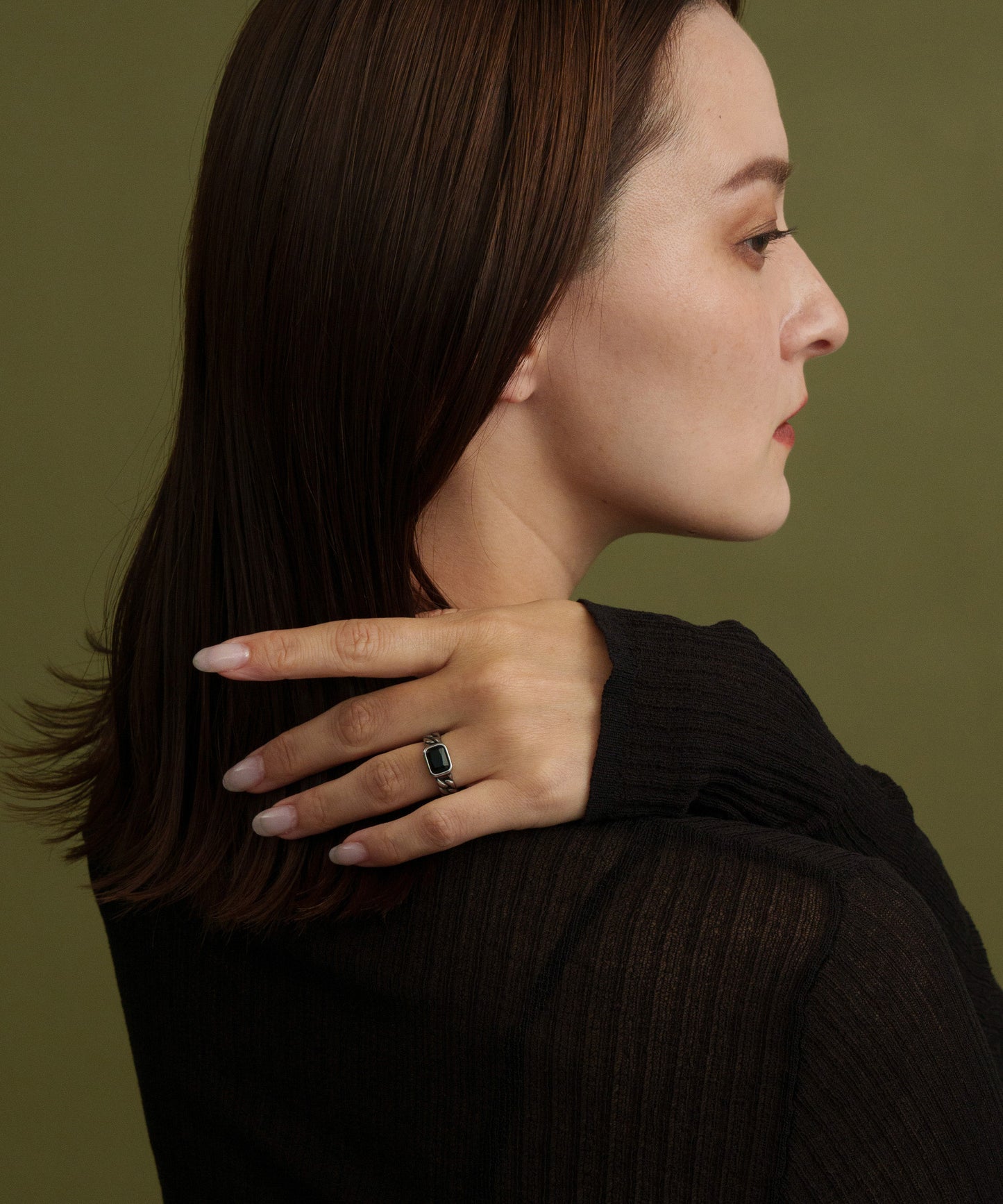 ブラックストーンチェーンリング【Silver】