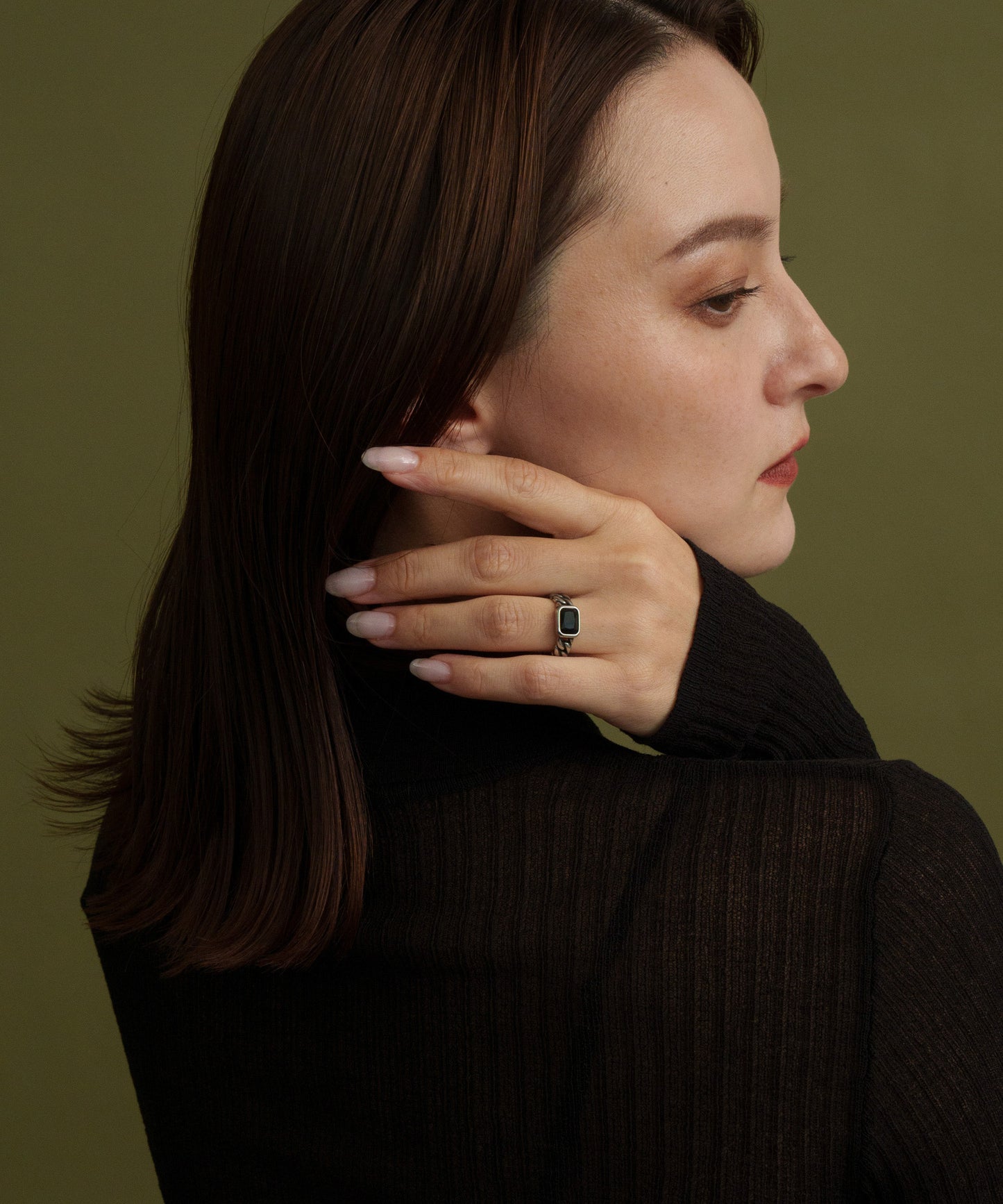 ブラックストーンチェーンリング【Silver】