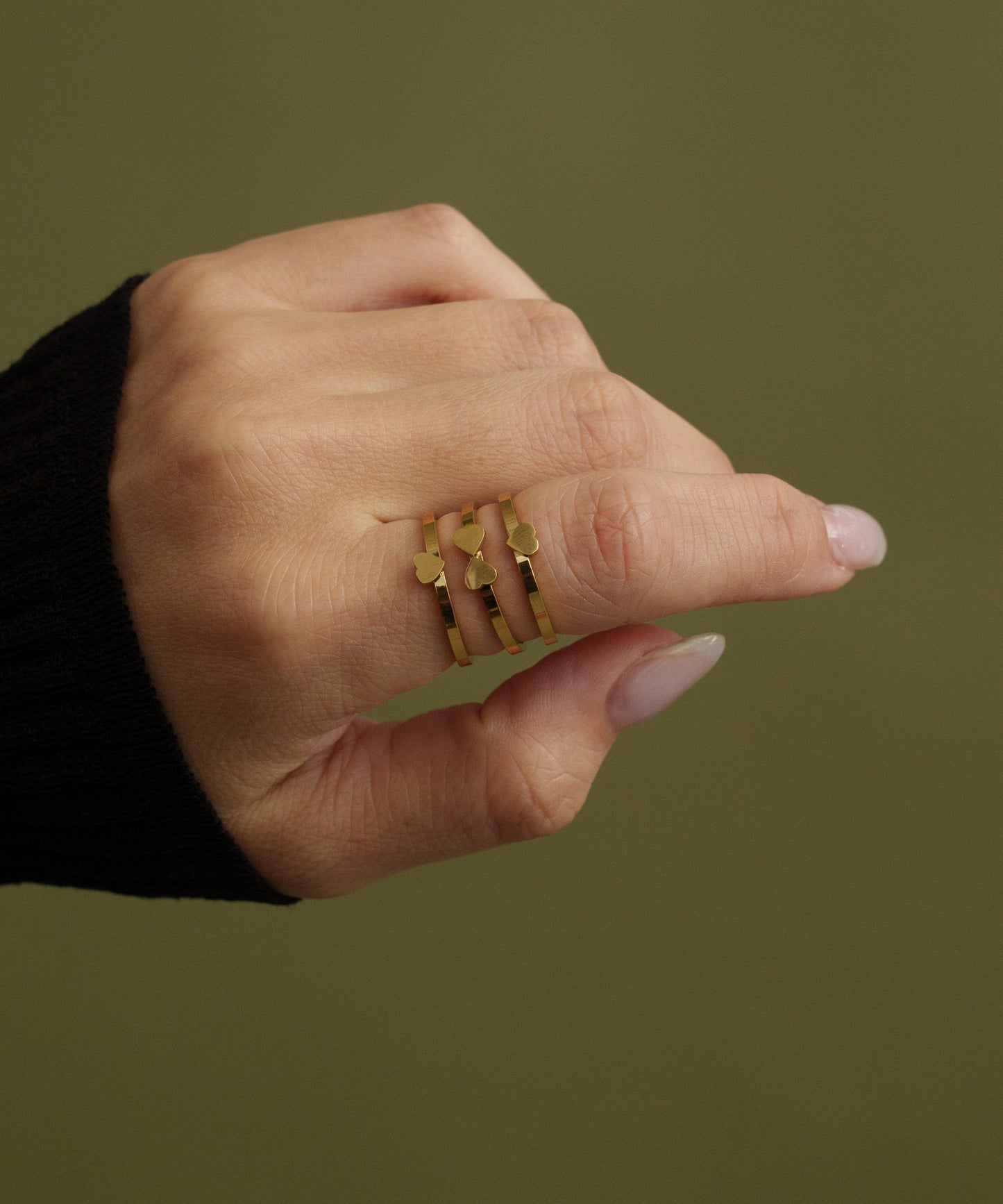 スモール３連クローバーリング【Gold】