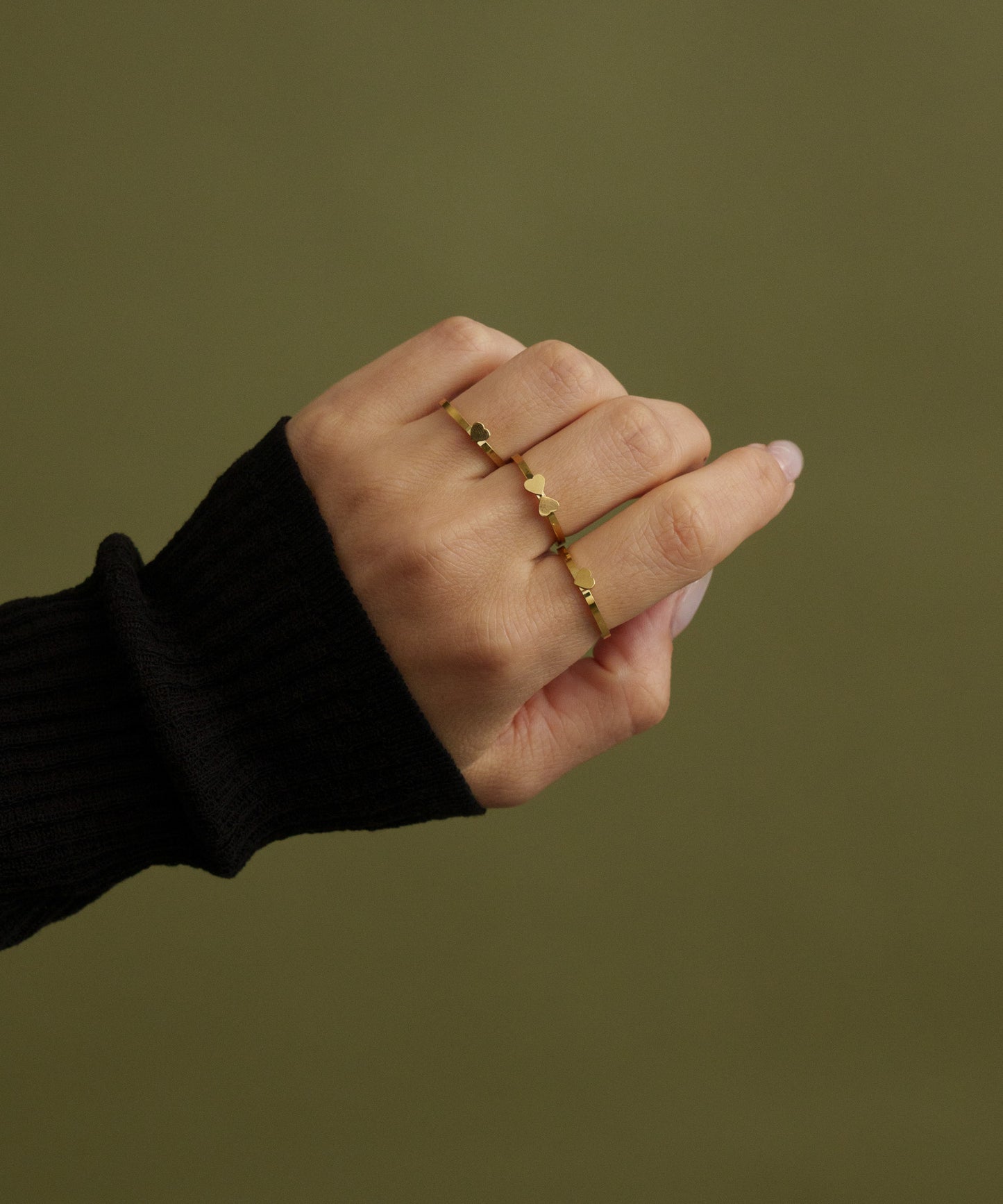 スモール３連クローバーリング【Gold】