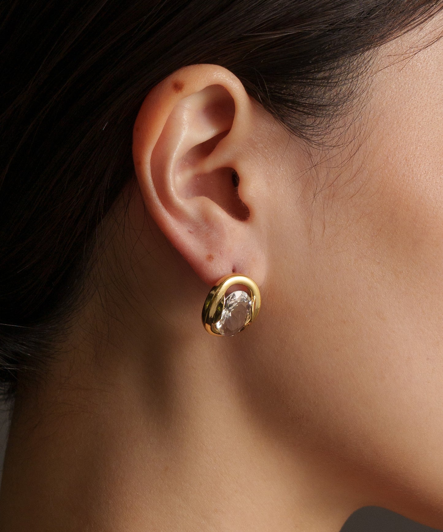 クリアストーンサークルピアス【Gold】