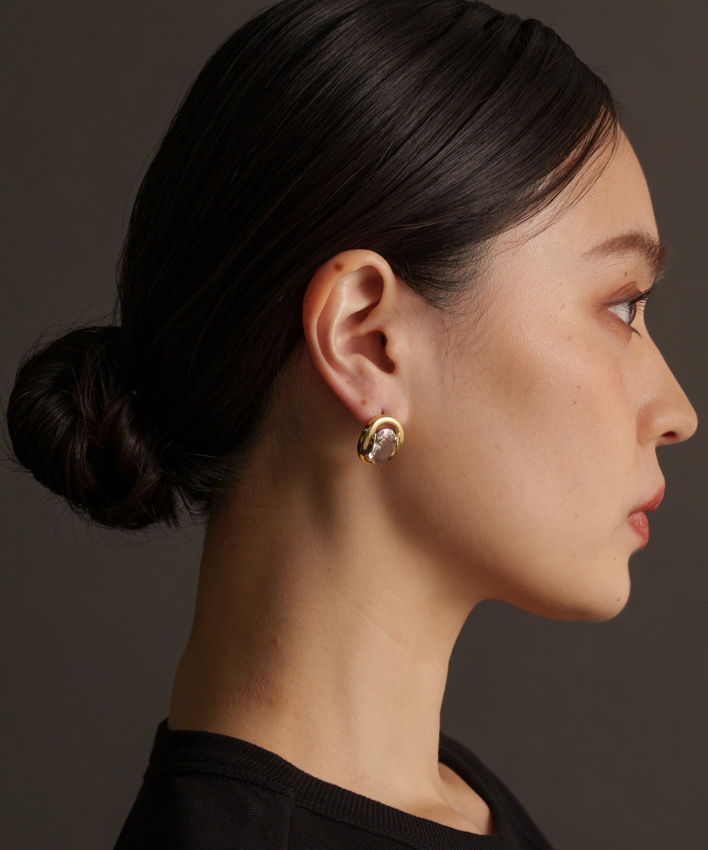 クリアストーンサークルピアス【Gold】