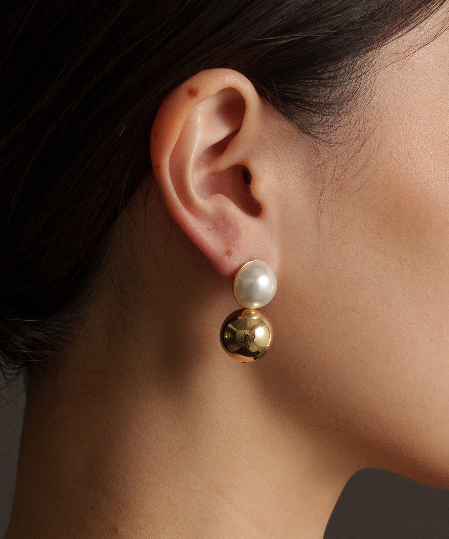 ダブルボールパールライクピアス【Gold】