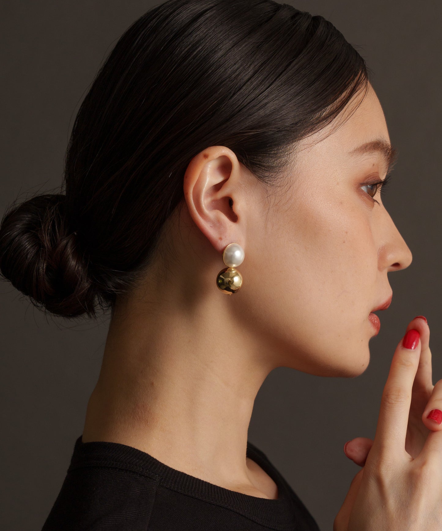 ダブルボールパールライクピアス【Gold】