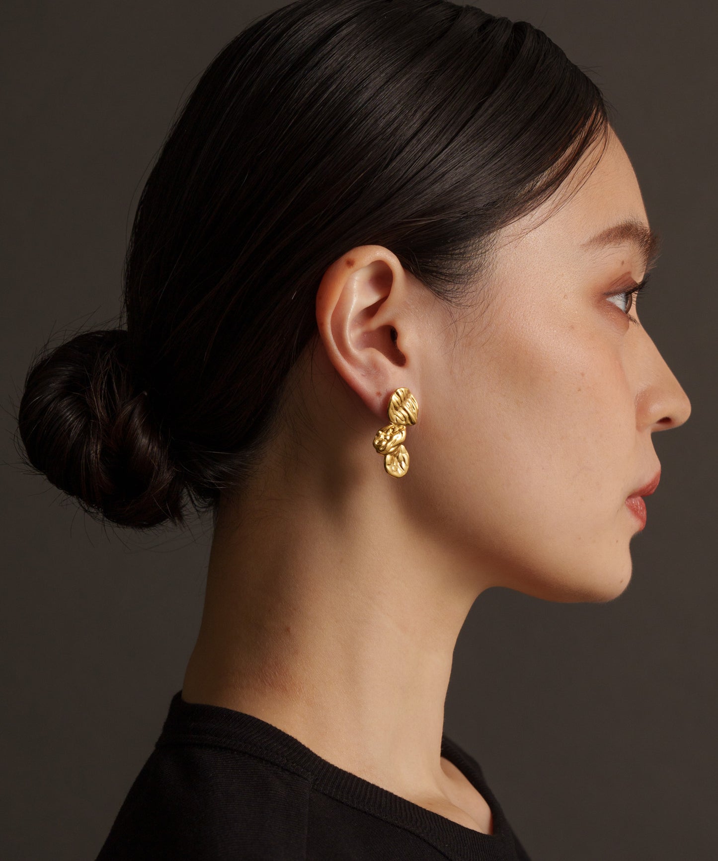 ウェービングプレートピアス【Gold】