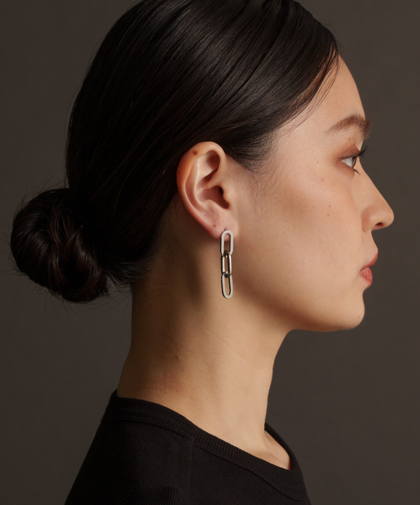 オーバルホール3連ピアス【Silver】