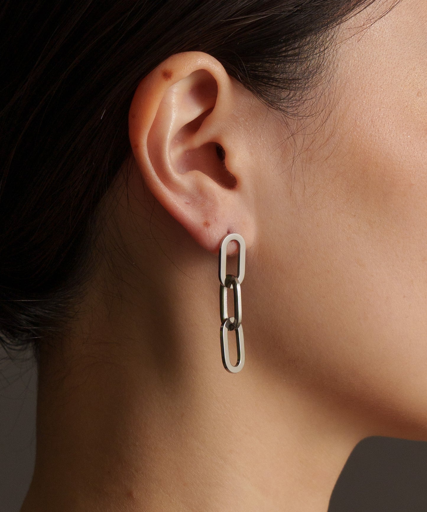 オーバルホール3連ピアス【Silver】