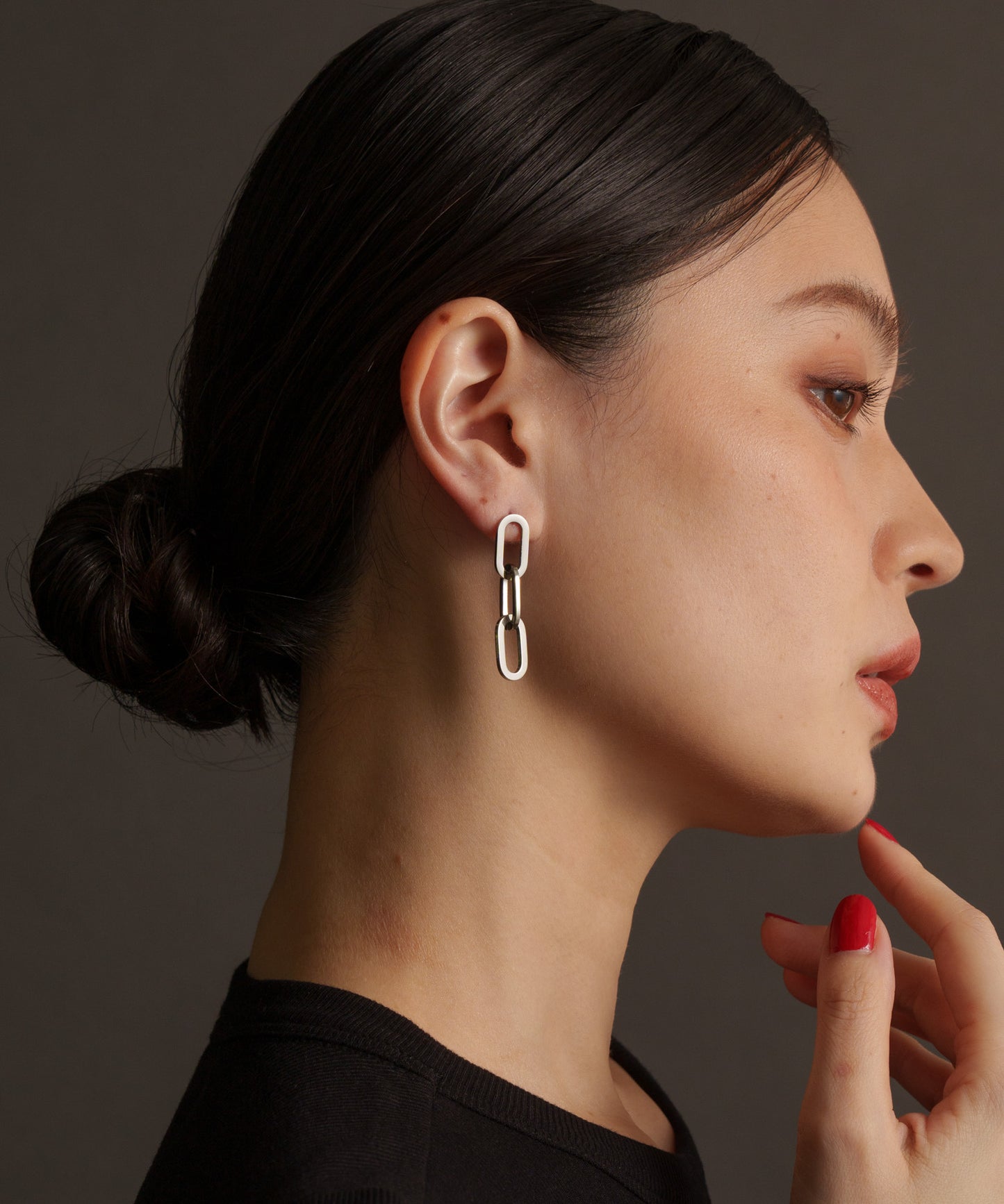 オーバルホール3連ピアス【Silver】