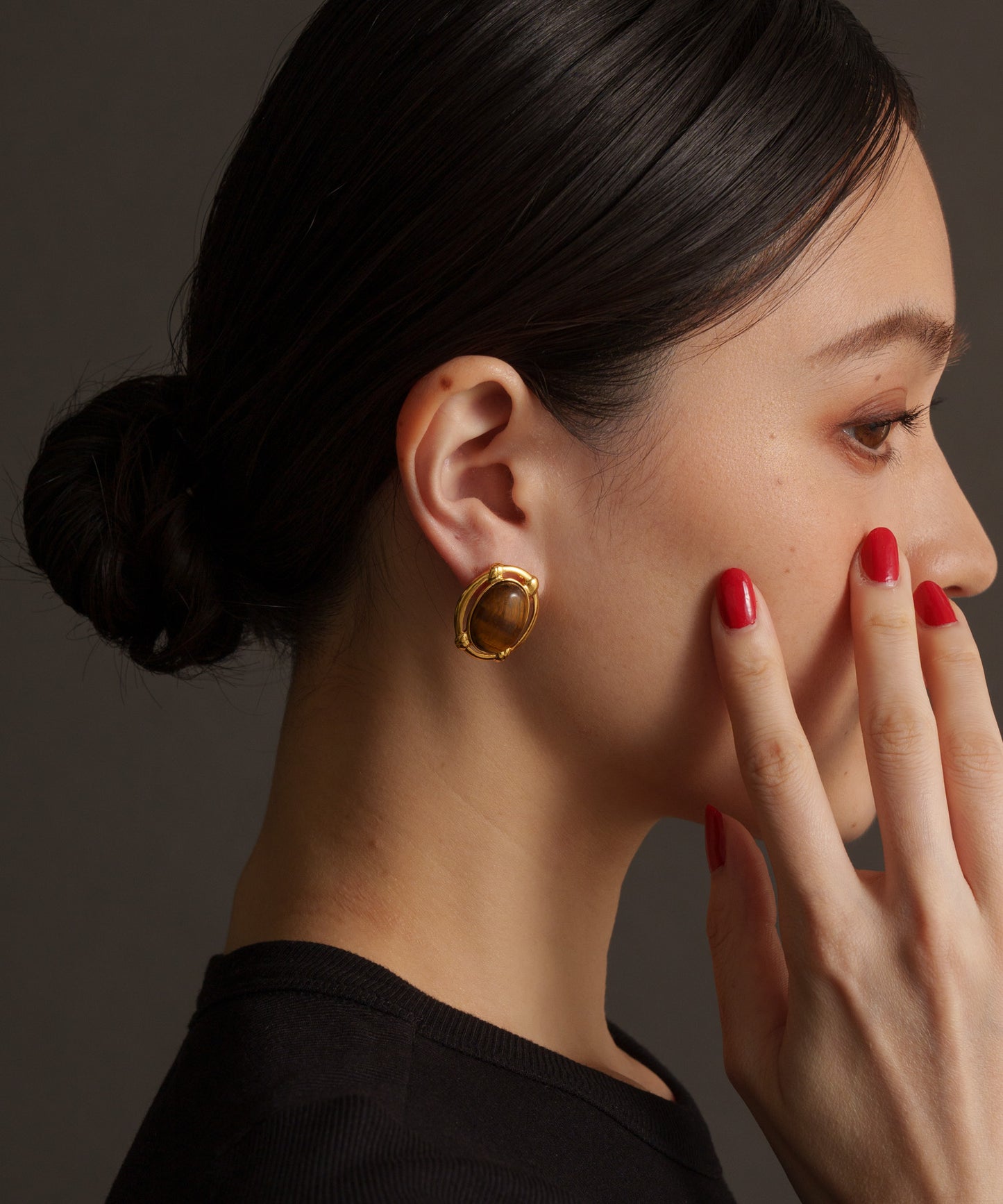 ストーンヴィンテージピアス【Brown】