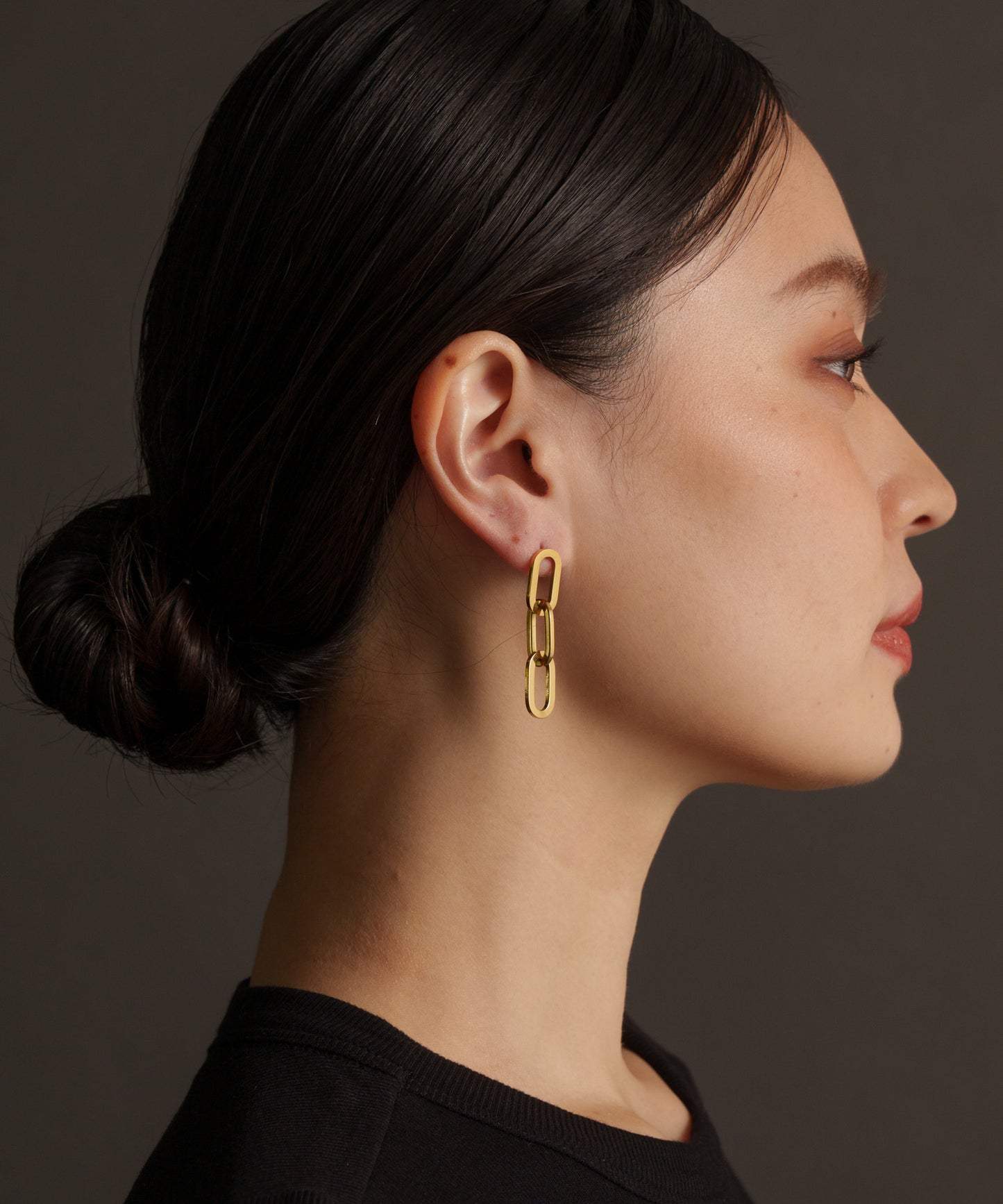 オーバルホール3連ピアス【Gold】