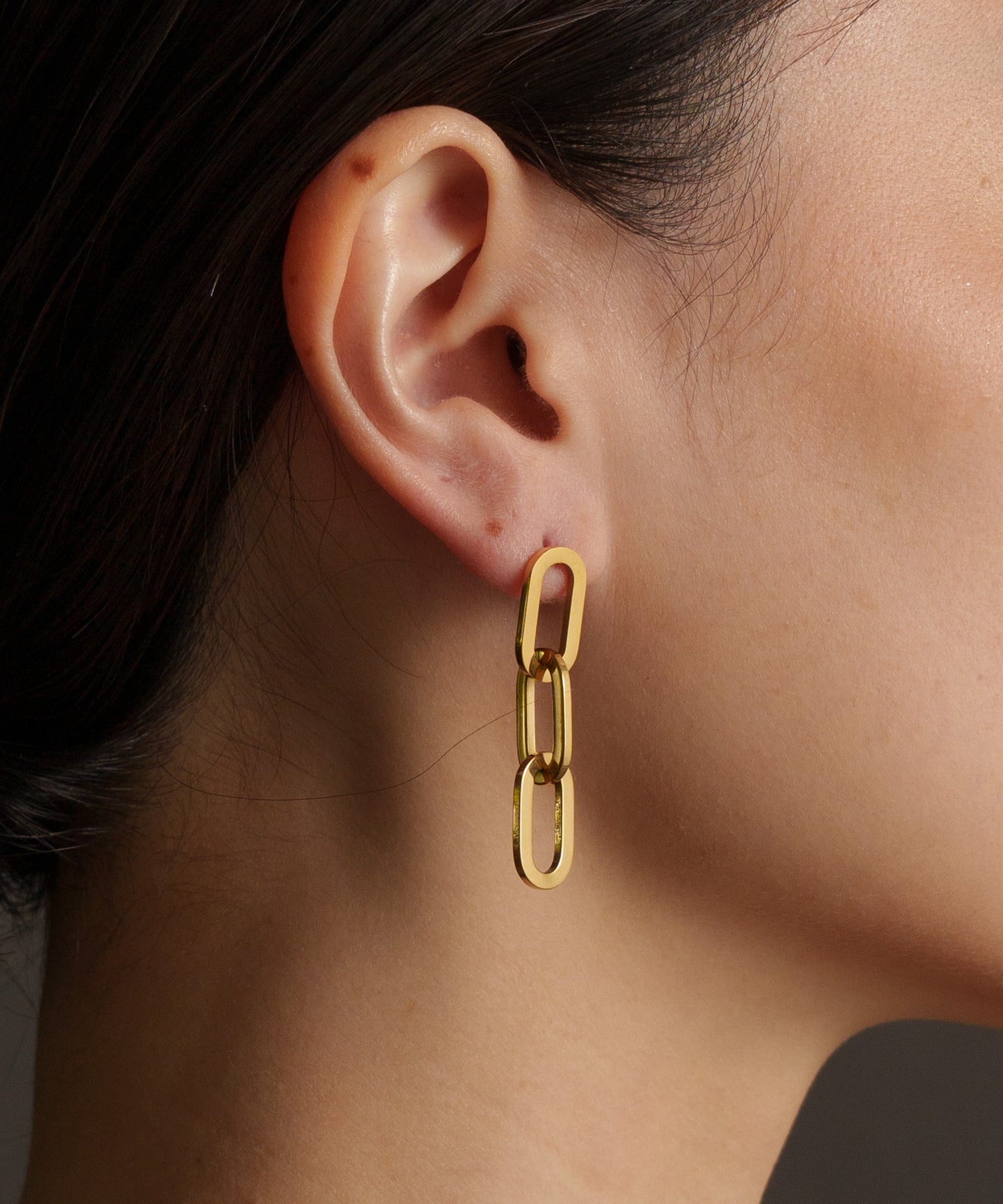 オーバルホール3連ピアス【Gold】